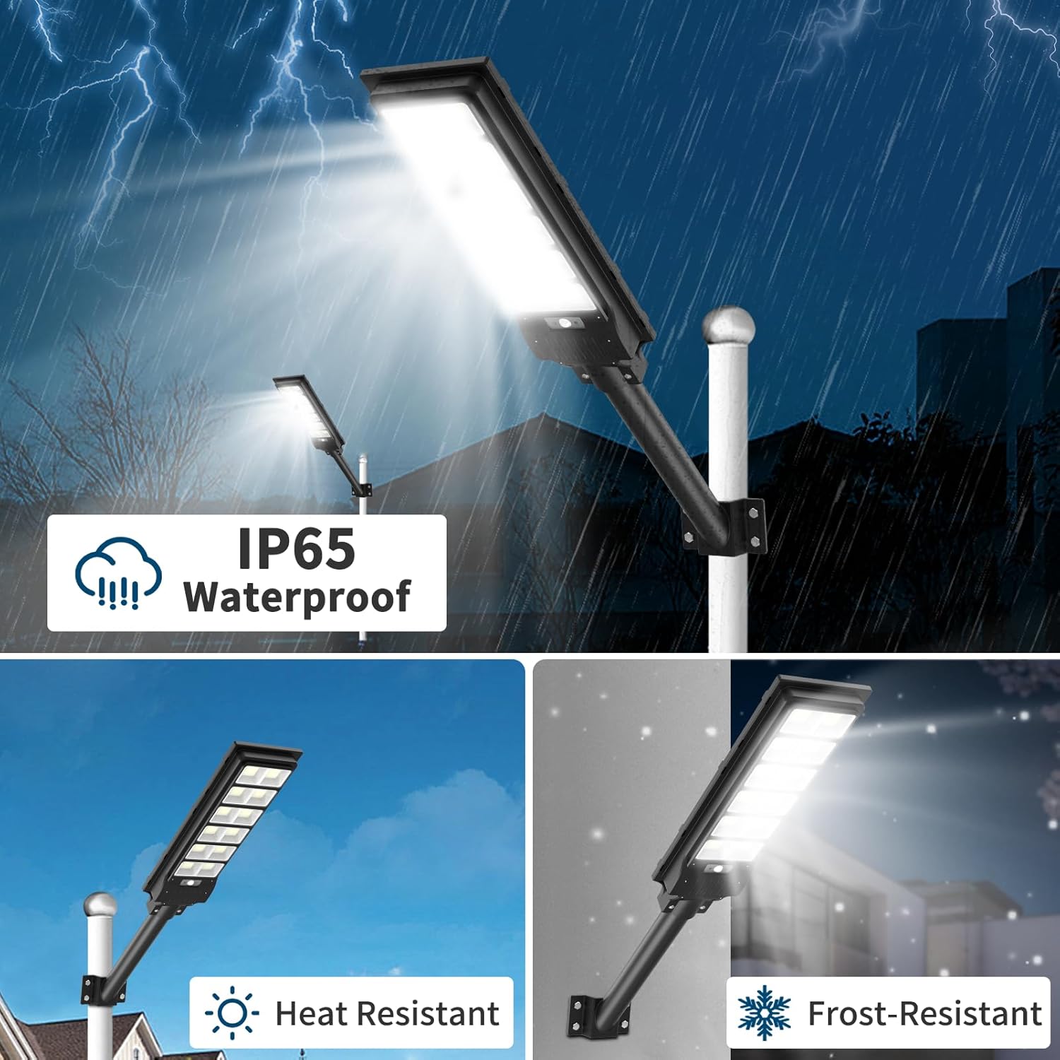 Viugreum Luces solares de calle de 1000 W para exteriores con sensor de movimiento, paquete de 10 1080 LED, 6000 K IP65, luces solares de