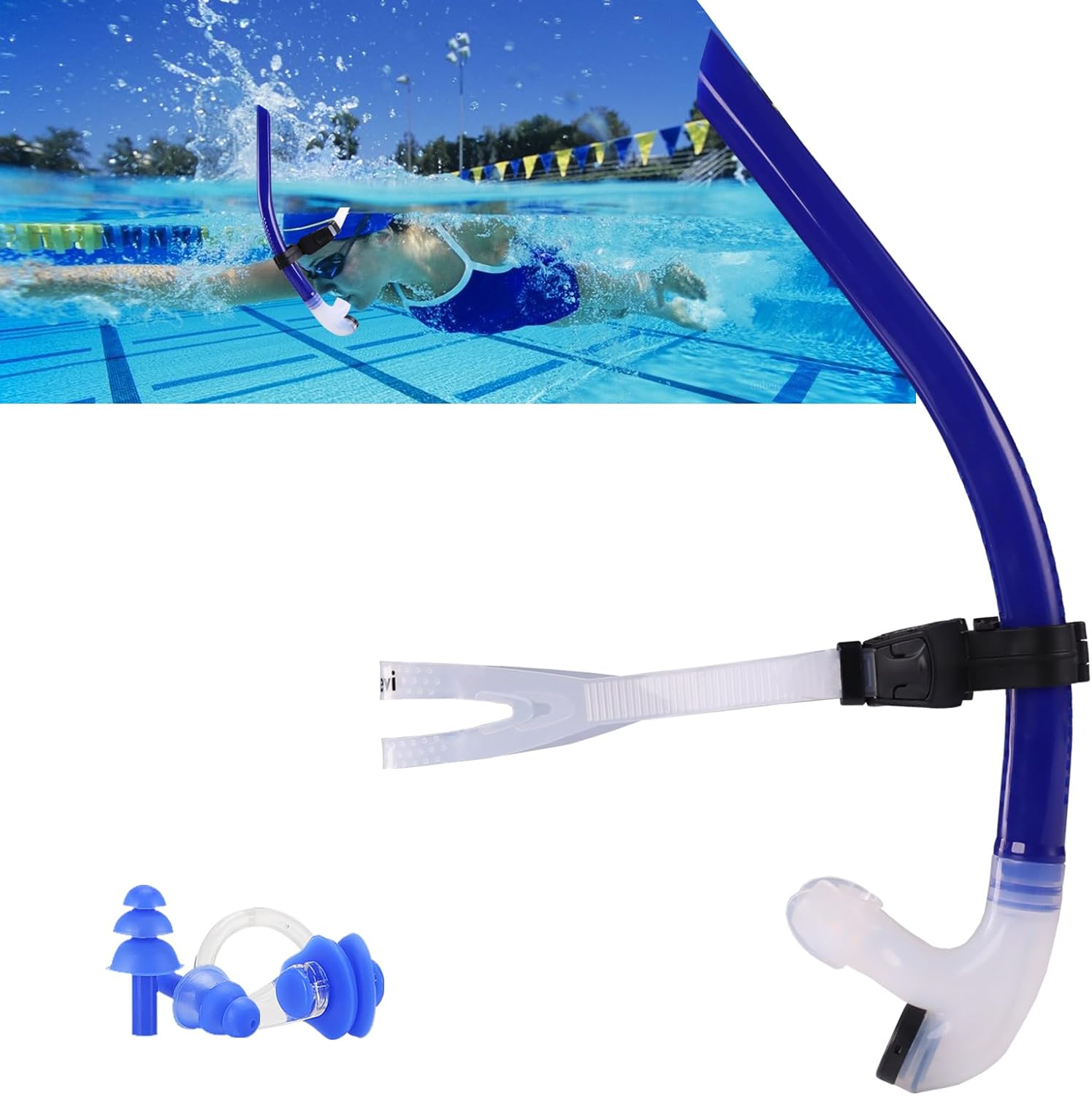 Snorkel de natación para natación regazo, sin ruido fuerte gorgoteo sin daño en la frente, sin deslizamiento, natación, entrenamiento de esnórquel