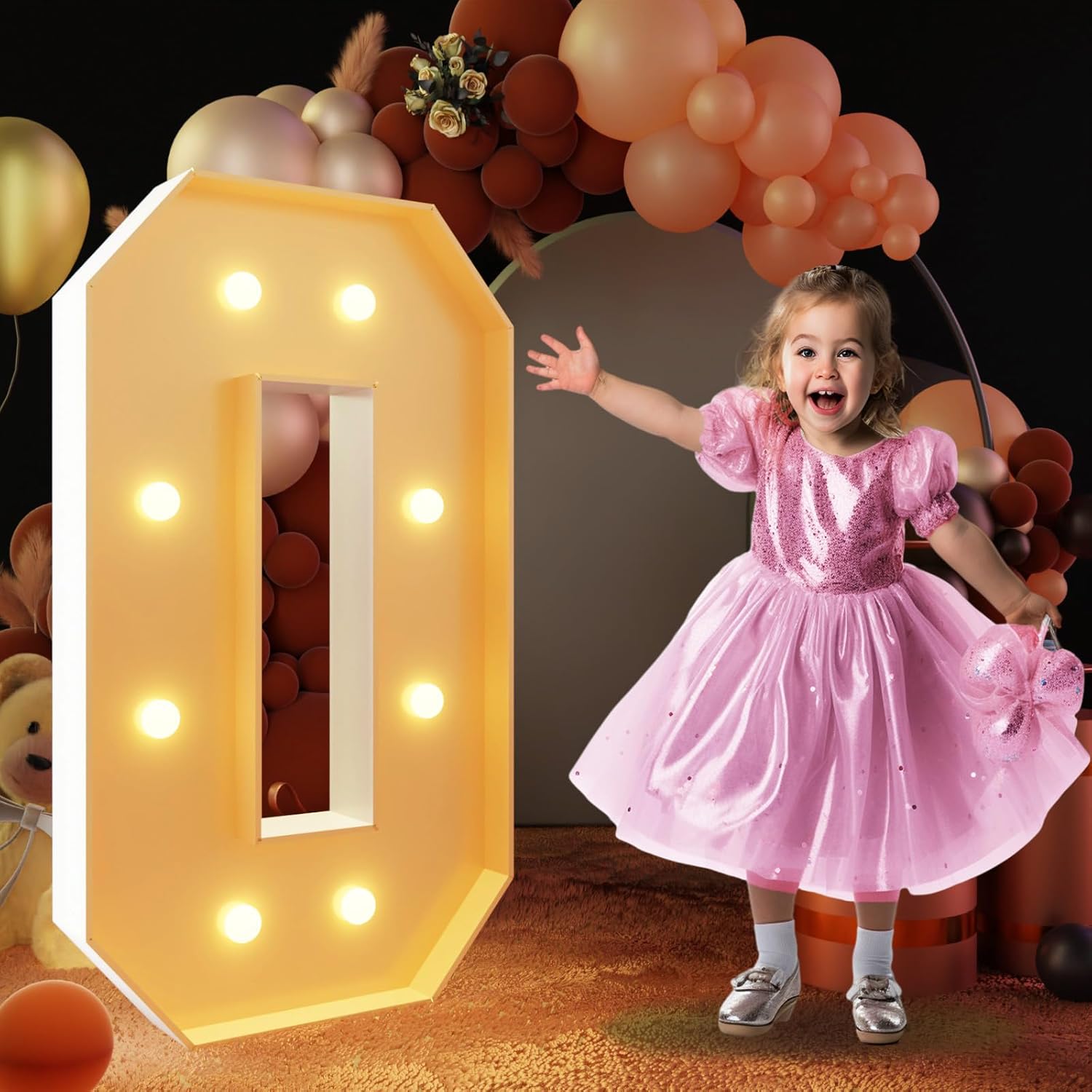 imprsv Números iluminados de marquesina de 3 pies, números de marquesina para decoraciones de cumpleaños de 10 y 30 años, decoración de fiesta de