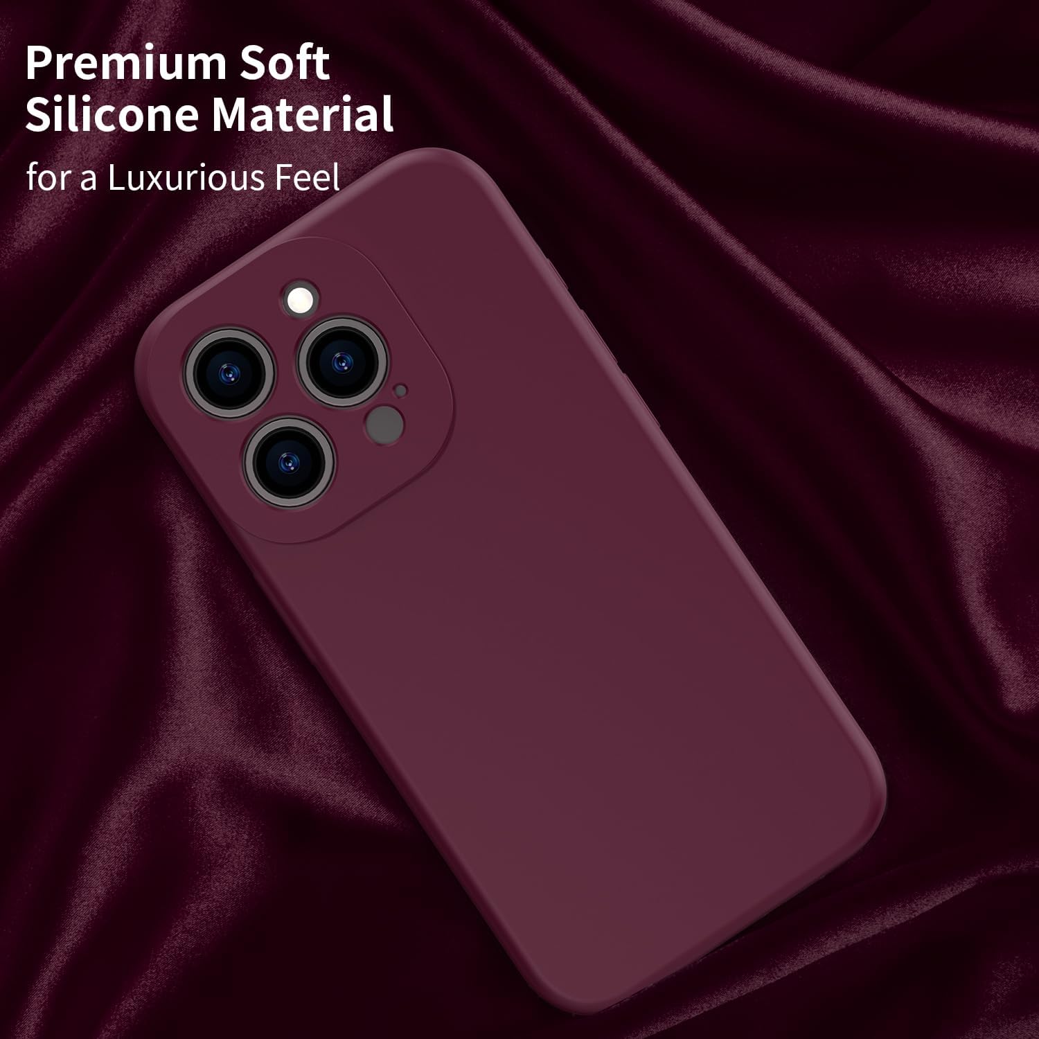 bicol Funda compatible con iPhone 15 Pro Max con protector de pantalla, protección mejorada de lente de cámara, funda protectora de silicona líquida