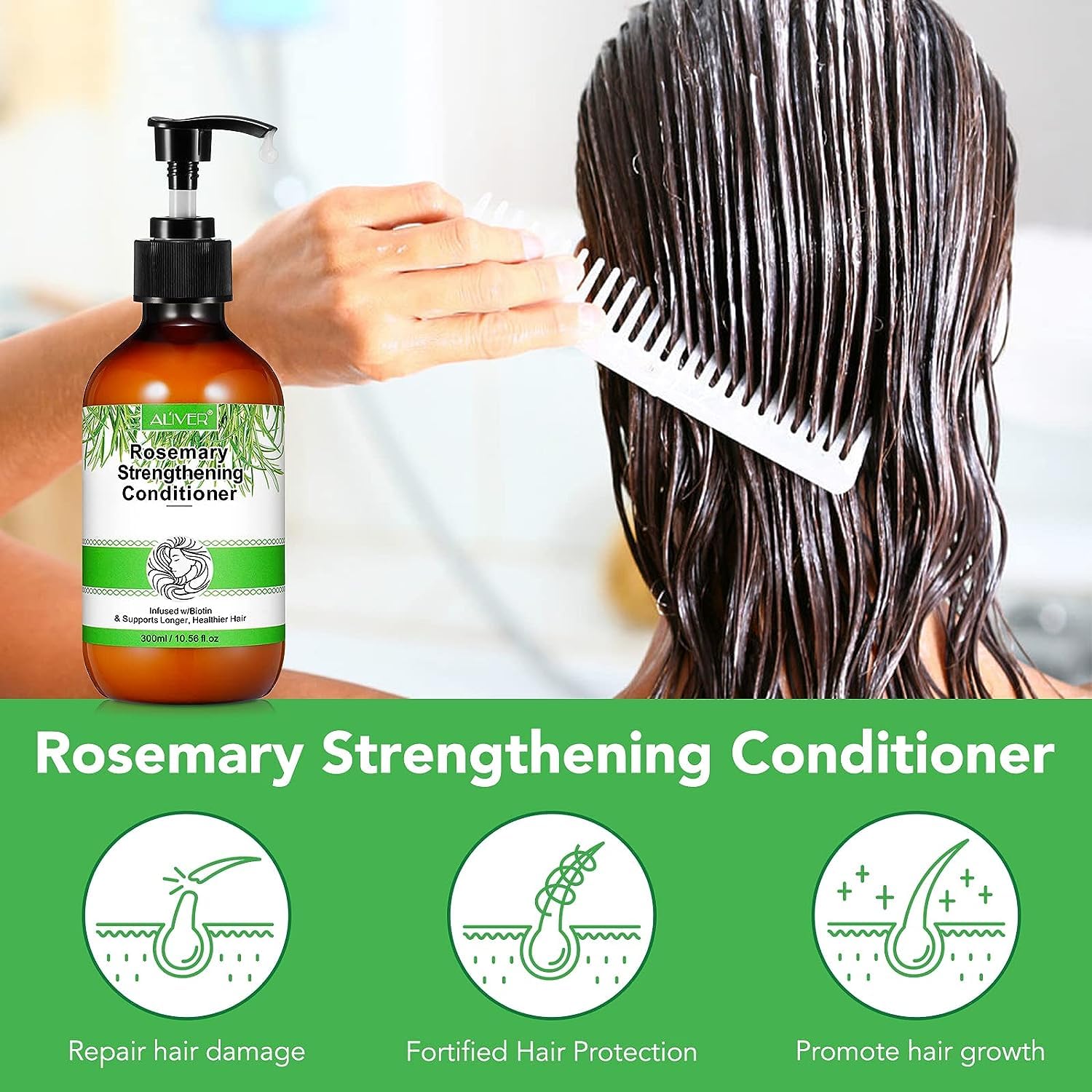 Acondicionador de romero para el crecimiento del cabello, acondicionador fortalecedor de menta de romero, acondicionador de rutina para mujeres