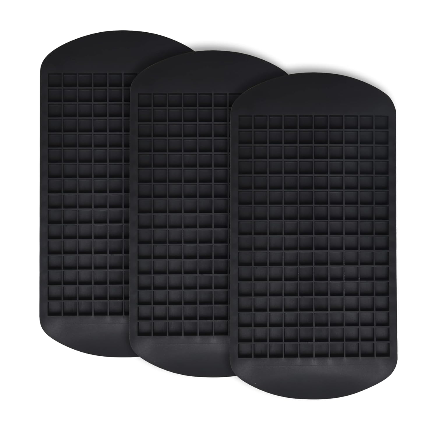 Wood Grip Bandejas de silicona para cubitos de hielo, molde para cubitos de hielo de fácil liberación de 9 x 5 pulgadas, bandeja de hielo negra