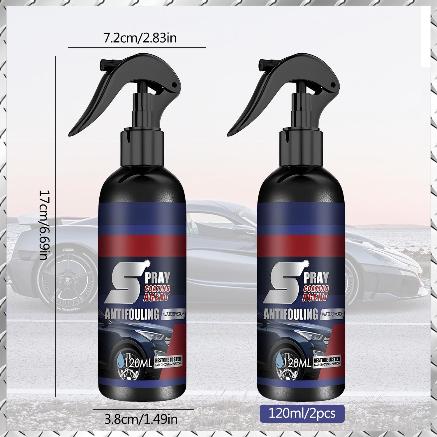 3 en 1 Spray de recubrimiento rápido de coche de alta protección, agente de renovación de revestimiento multifuncional, aerosol de agente de
