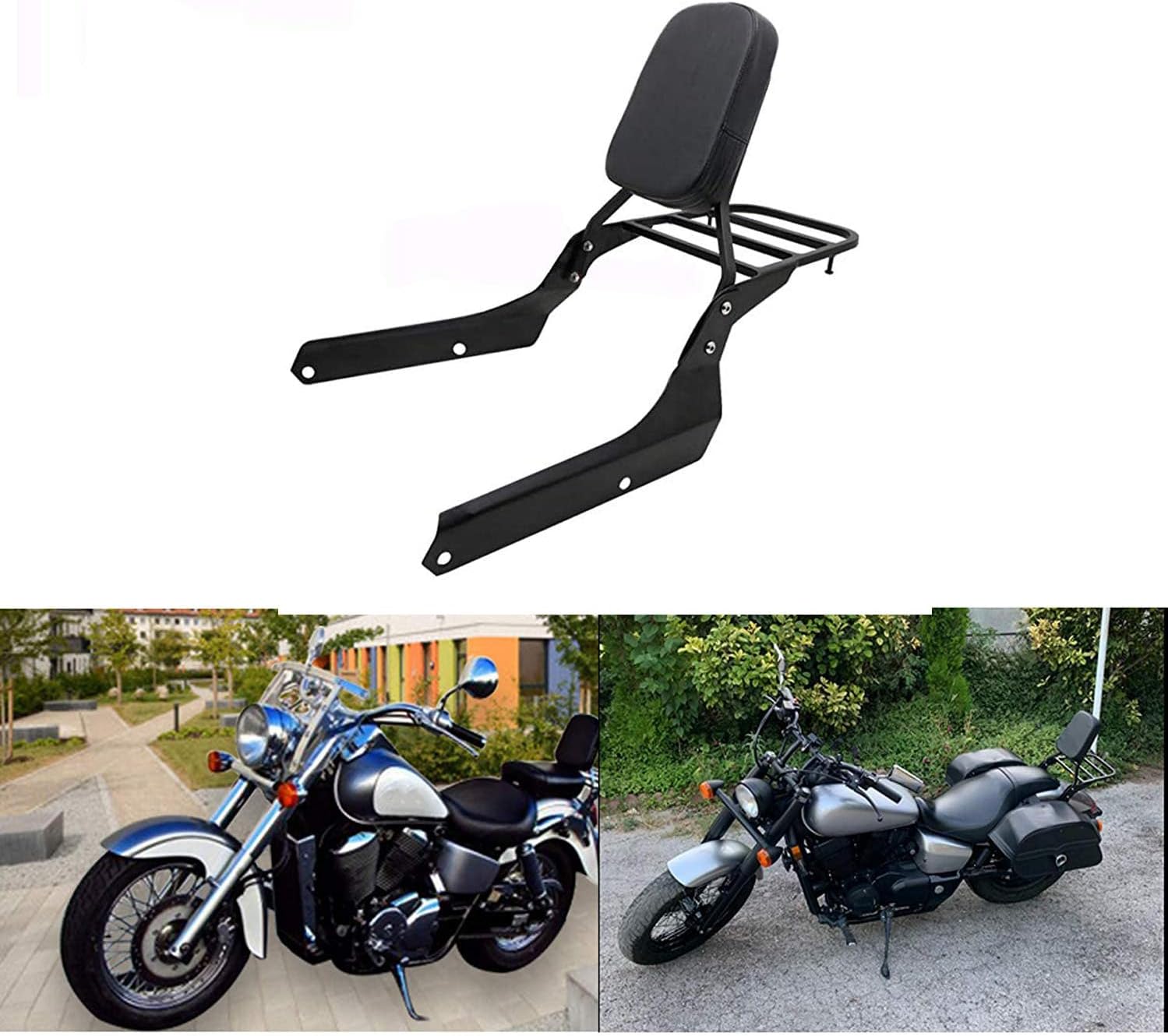 Nuevo respaldo Sissy Bar portaequipajes compatible conrepuesto para Honda VT750 Shadow Spirit 2007-2014 Honda VT750C2B Shadow Phantom 2010-2017