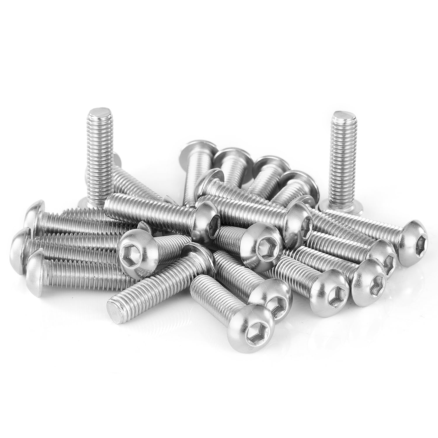 Tornillos de cabeza de botón M8-0.049 x 0.787 in, acero inoxidable 304, máquina métrica totalmente roscada, unidad hexagonal Allen, acabado