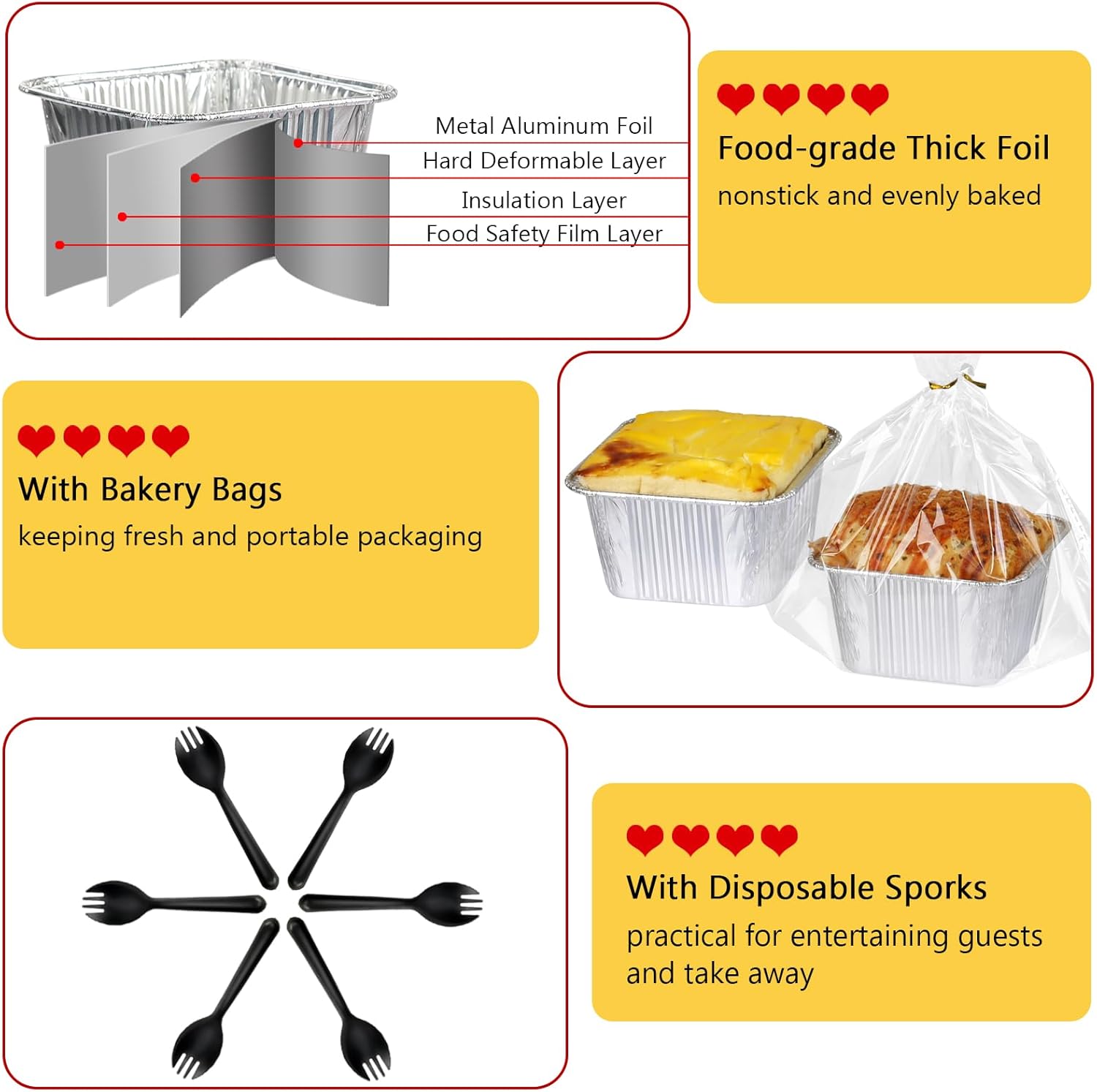 LNYZQUS Paquete de 50 moldes pequeños de papel de aluminio, mini latas de 1 libra para tartas de 4 pulgadas, recipientes de pan, recipientes de pan,