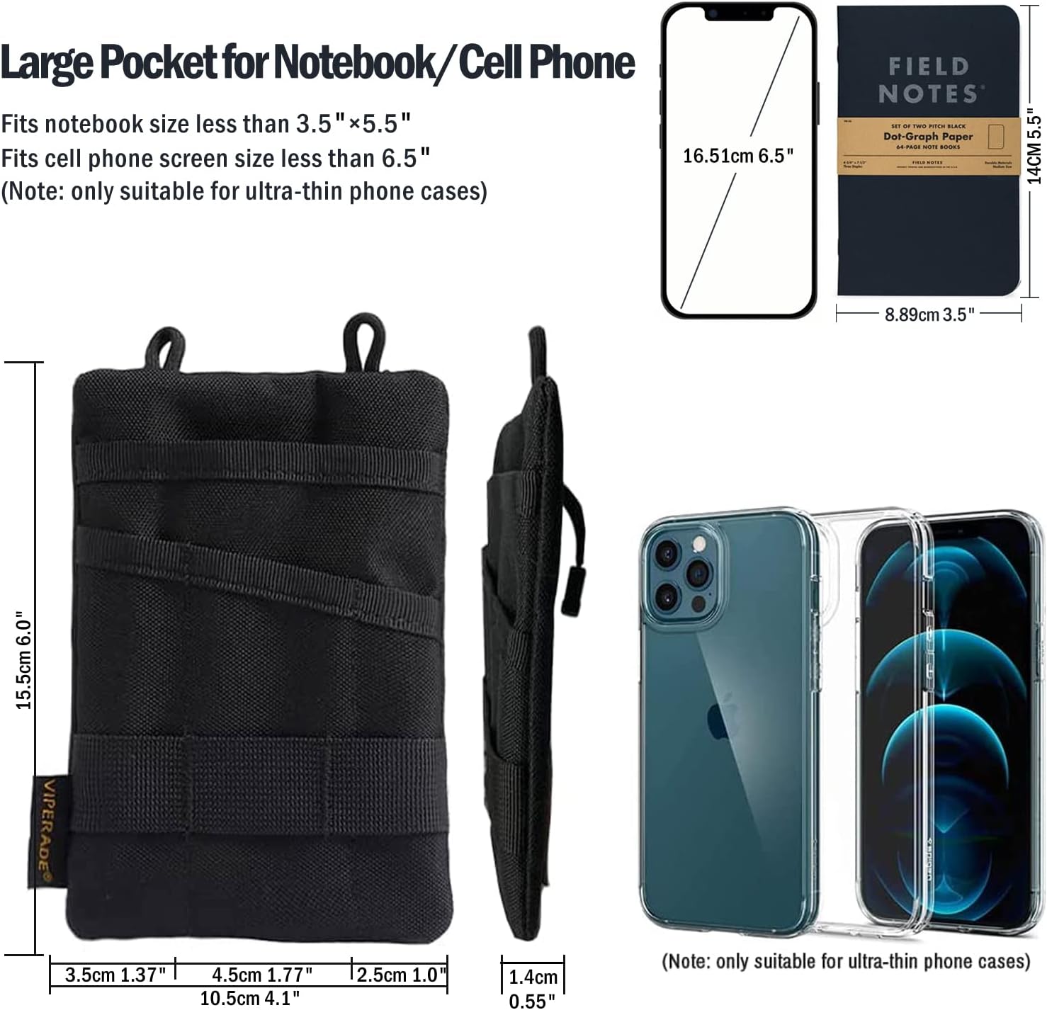 VIPERADE VE1-P Organizador de bolsillo, organizador de bolsillo EDC para hombres, bolsa organizadora EDC para herramientas con 5 bolsas de
