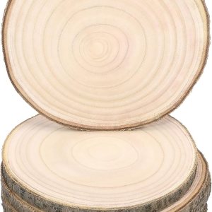 Pllieay Paquete de 6 rebanadas de madera sin terminar de 10 a 11 pulgadas, rebanadas de madera natural con corteza de árbol para bodas, centros de Pllieay Paquete de 6 rebanadas de madera sin terminar de 10 a 11 pulgadas, rebanadas de madera natural con corteza de árbol para bodas, centros de