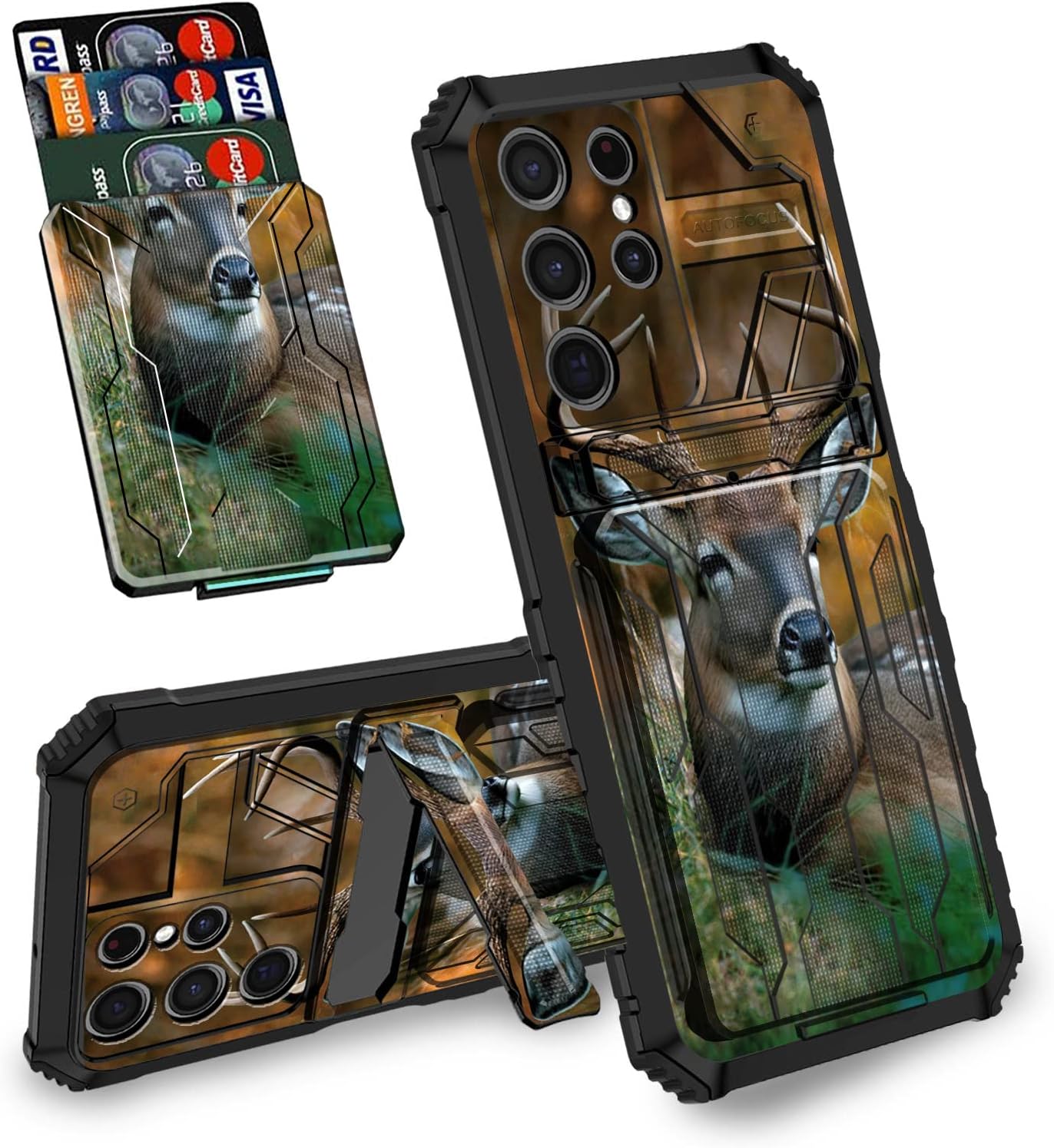 Funda tipo cartera para Samsung Galaxy S23 Ultra, de doble capa, resistente, a prueba de golpes, con ranura para tarjetas desmontable y función