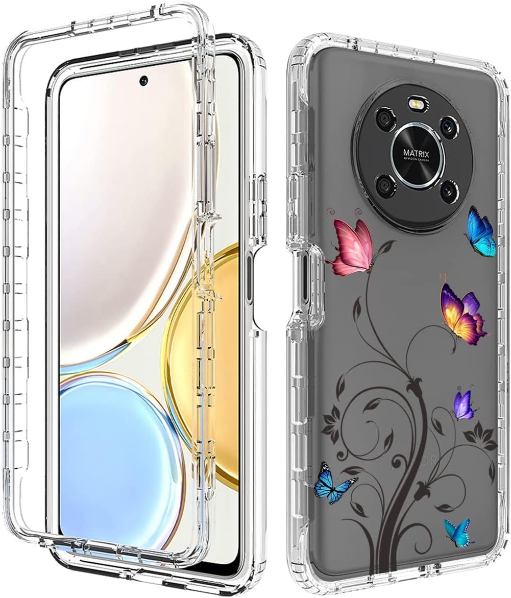 Funda para Honor X9 (4G5G)Honor X30Magic4 Lite con protector de pantalla de vidrio templado, cuerpo completo, transparente, flexible, con diseño