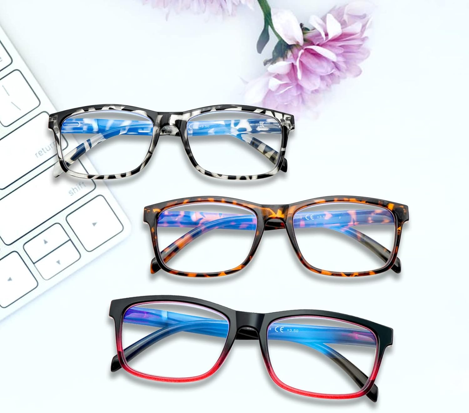 SIGVAN Paquete de 6 lentes de lectura para mujeres y hombres, bloqueo de luz azul, bisagra de resorte, antifatiga oculardeslumbramiento, lectores de