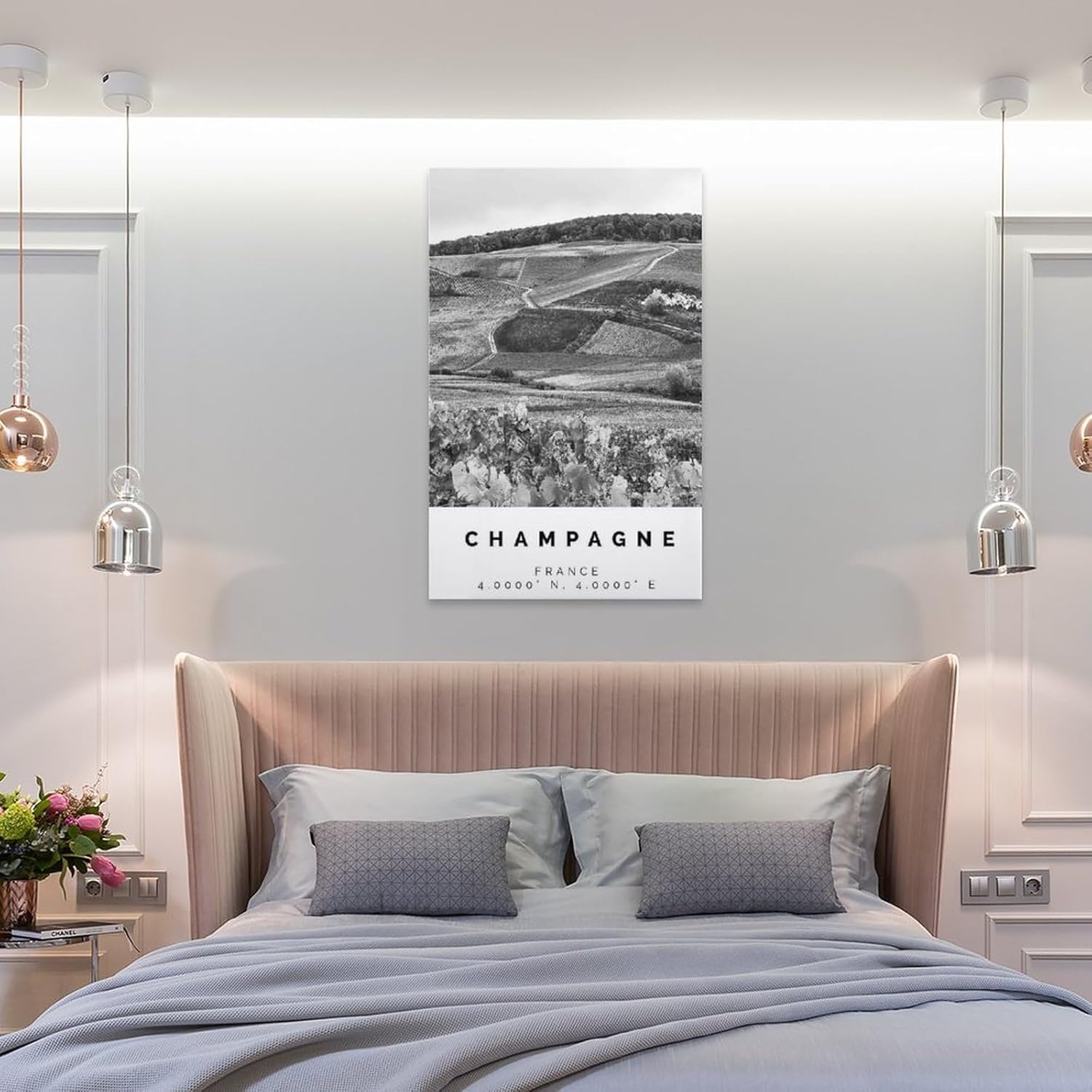 Póster de champán con impresión en blanco y negro, arte de pared de champán, impresión fotográfica de champán, póster de regalo de champán, pintura