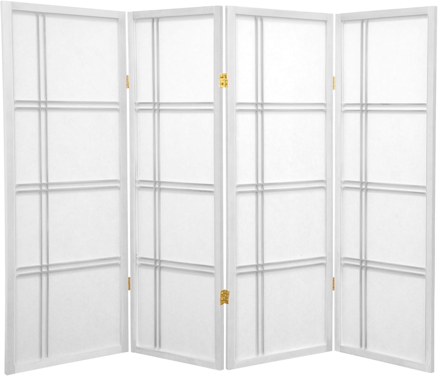 Pantalla Shoji de doble cruz corta de 4 pies – Blanco – 4 paneles