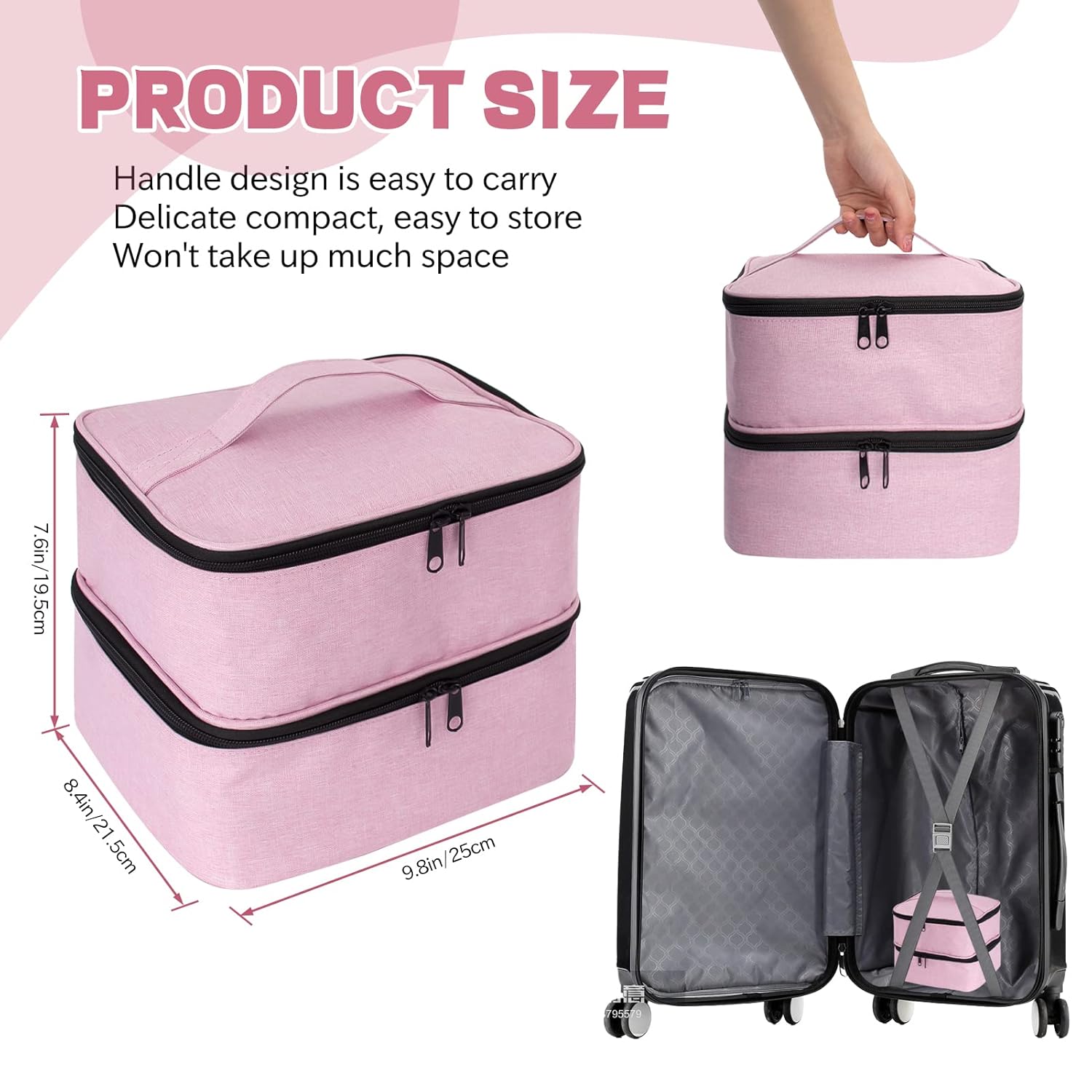 Organizador de esmalte de uñas y funda para lámpara de uñas, bolsa de almacenamiento de esmalte de uñas de 2 capas con capacidad para 30 botellas