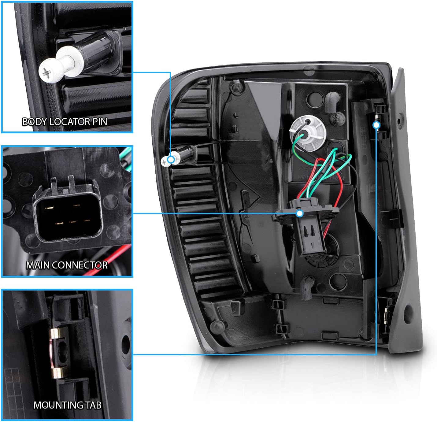 AmeriLite Juego de luces traseras de repuesto para Jeep Grand Cherokee tipo C 1999-2004, color negro, lado del pasajero y del conductor