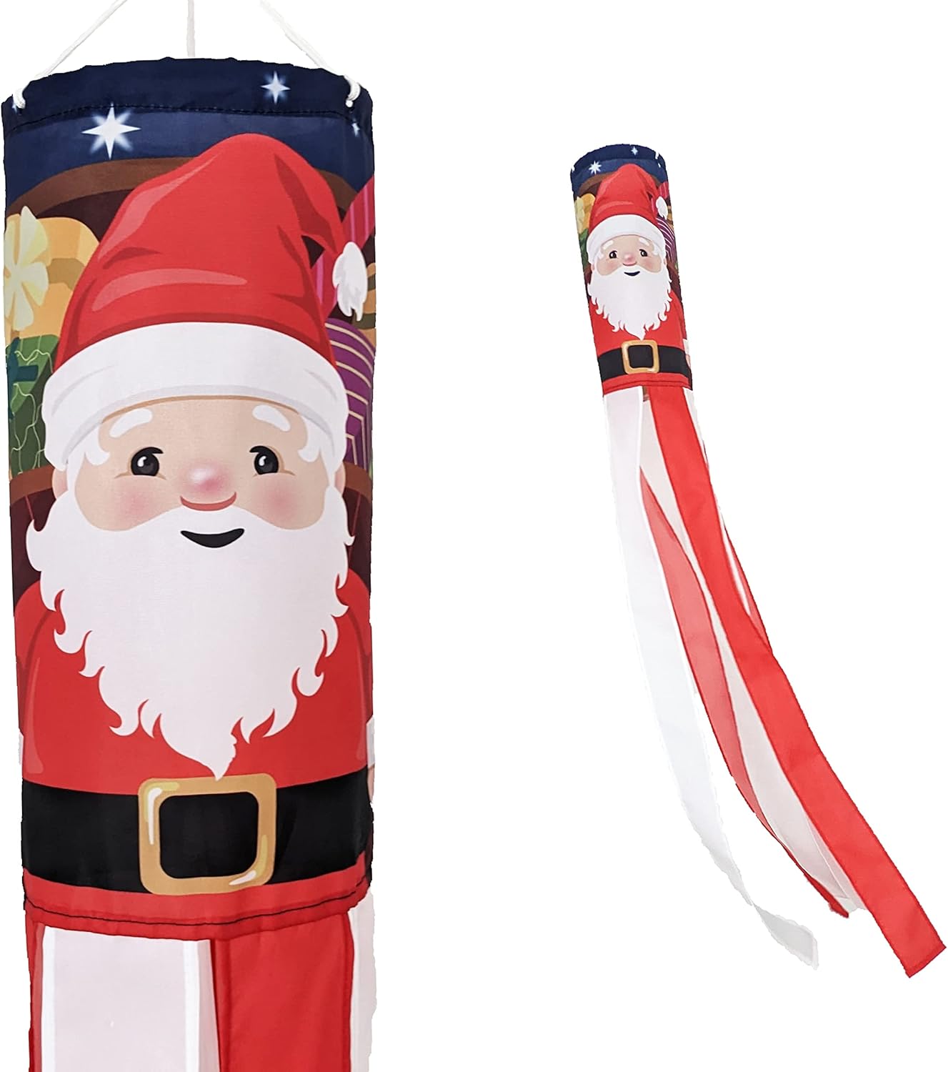 Calcetín de viento de Navidad de Papá Noel, decoración duradera para colgar en festividades e invierno  Patio, hogar y más  48 pulgadas