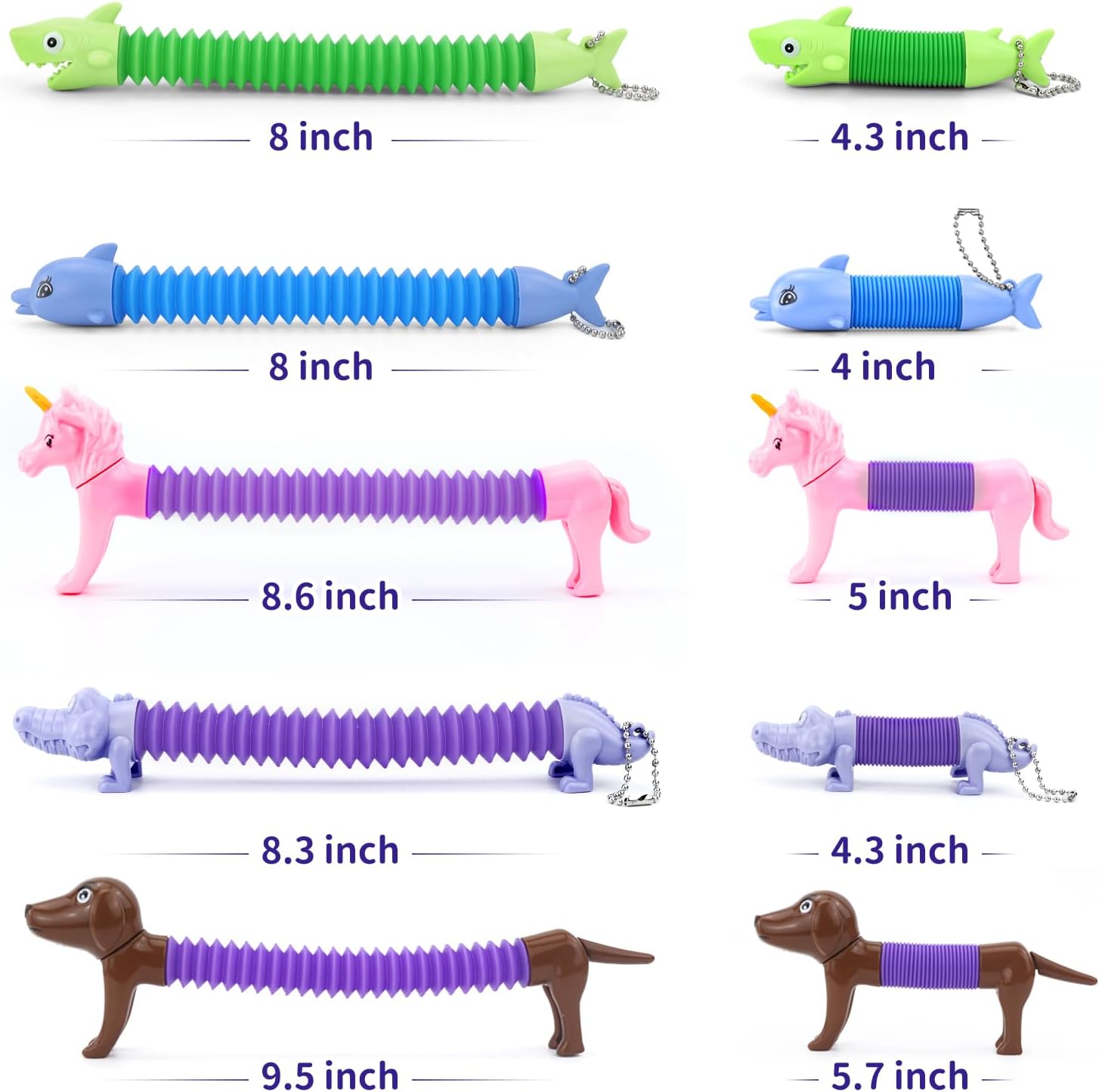 Tubos de animales Fidget Toys, rellenos de cesta de Pascua para niños pequeños, paquete de 10 tubos sensoriales para niños pequeños, juguetes para