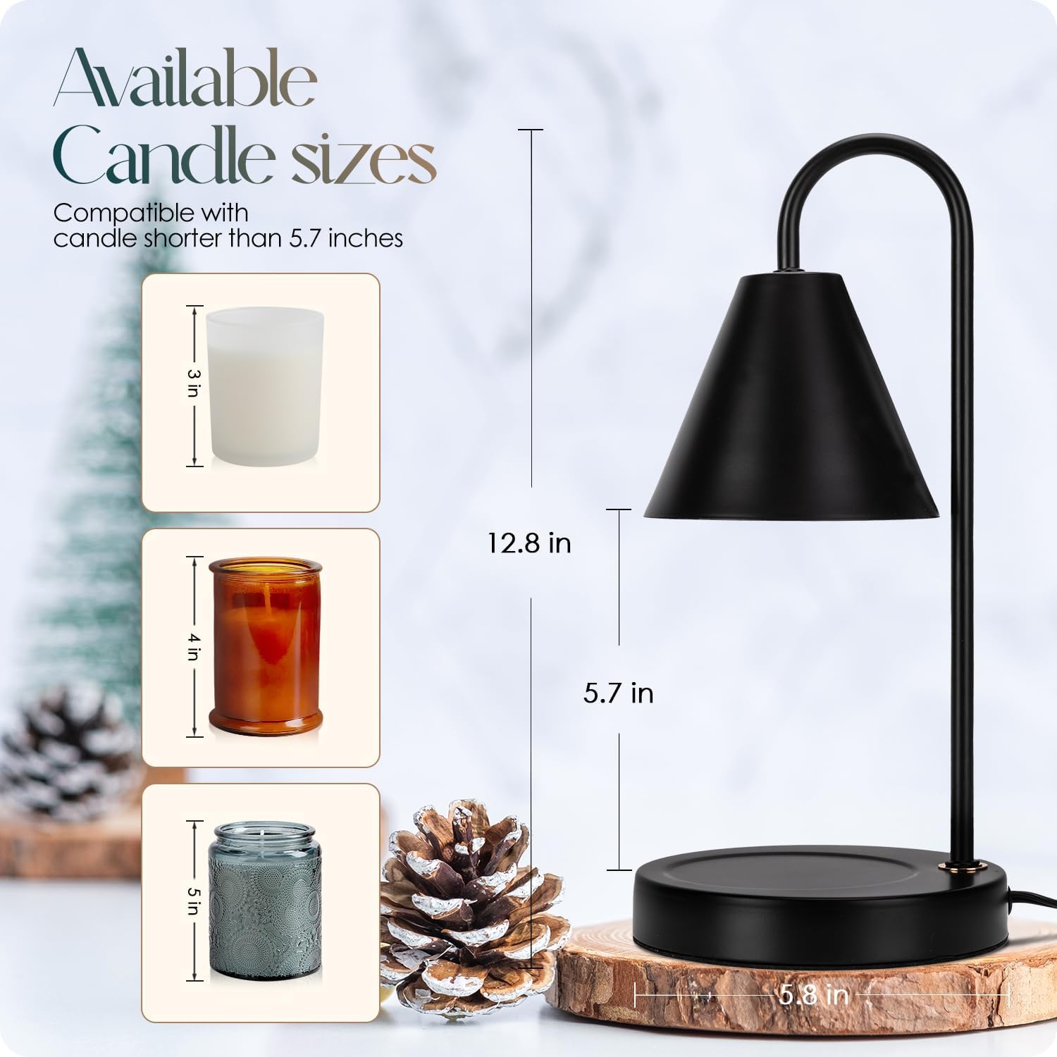 Aimoptg Lámpara calentadora de velas, calentador eléctrico de velas con luz regulable, derretidor de cera perfumada, sin humo, compatible con varios
