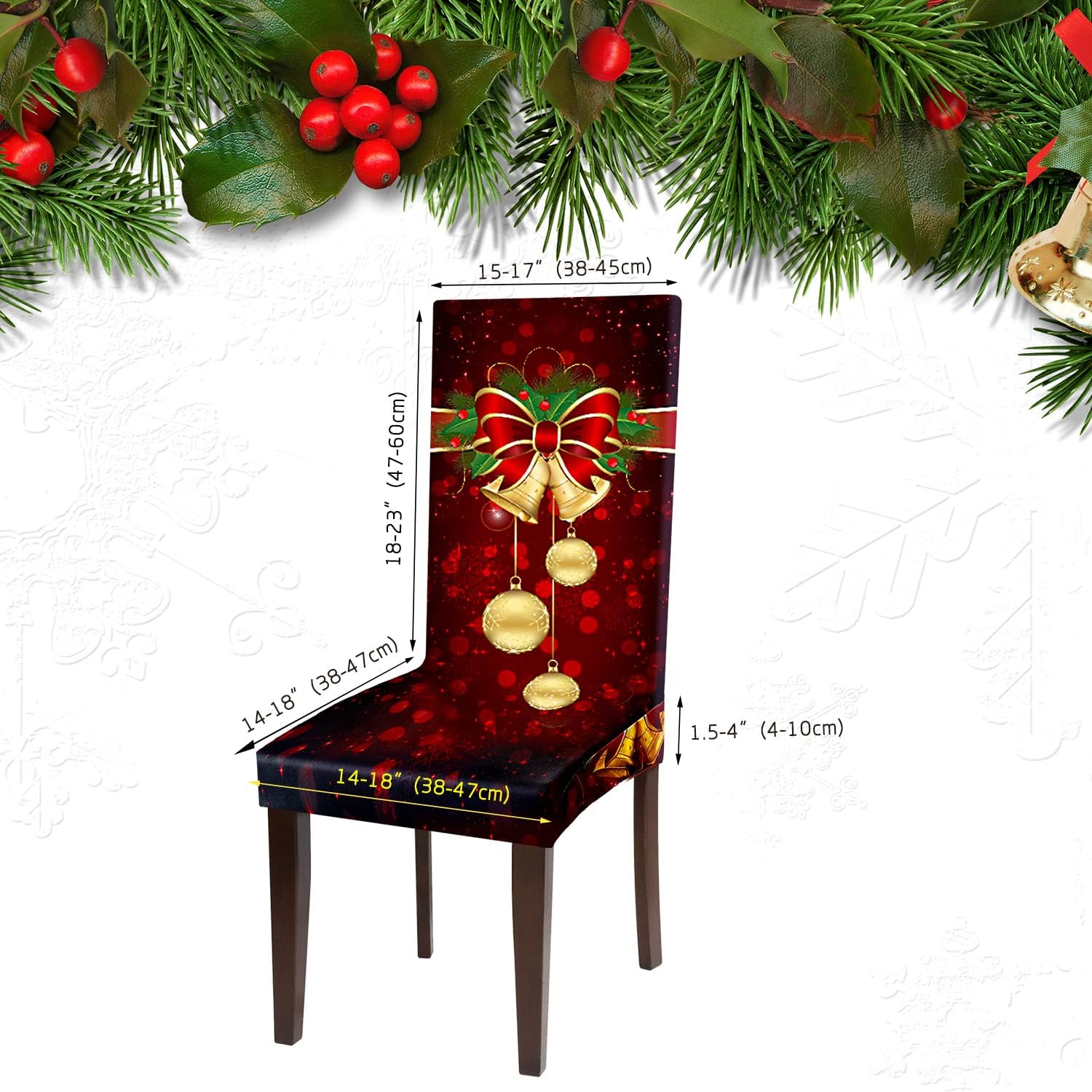 Moukeren Fundas protectoras para sillas de Navidad, elásticas, extraíbles y lavables, para el hogar, hotel, comedor, banquete, boda, fiesta (rojo, 4