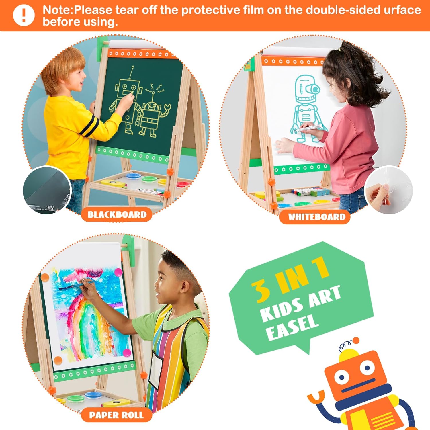 Caballete de madera plegable de doble cara para niños, pizarra blanca, caballete de arte con almacenamiento, caballete de altura ajustable para