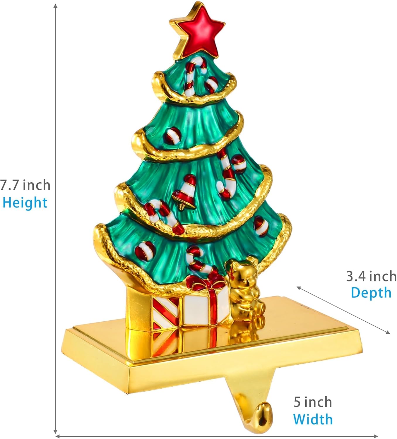 Ganchos para calcetines de árbol de Navidad 2023 para repisa, soportes para medias de árbol de Navidad para chimenea, ganchos con peso para
