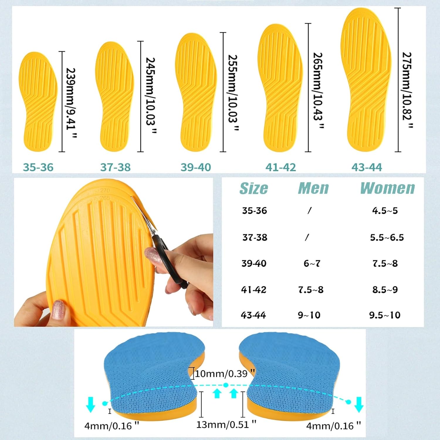 Plantillas de supinación, inserciones de soporte de arco, plantillas ortopédicas para fascitis plantar para rectificar pies planos, piernas tipo X,