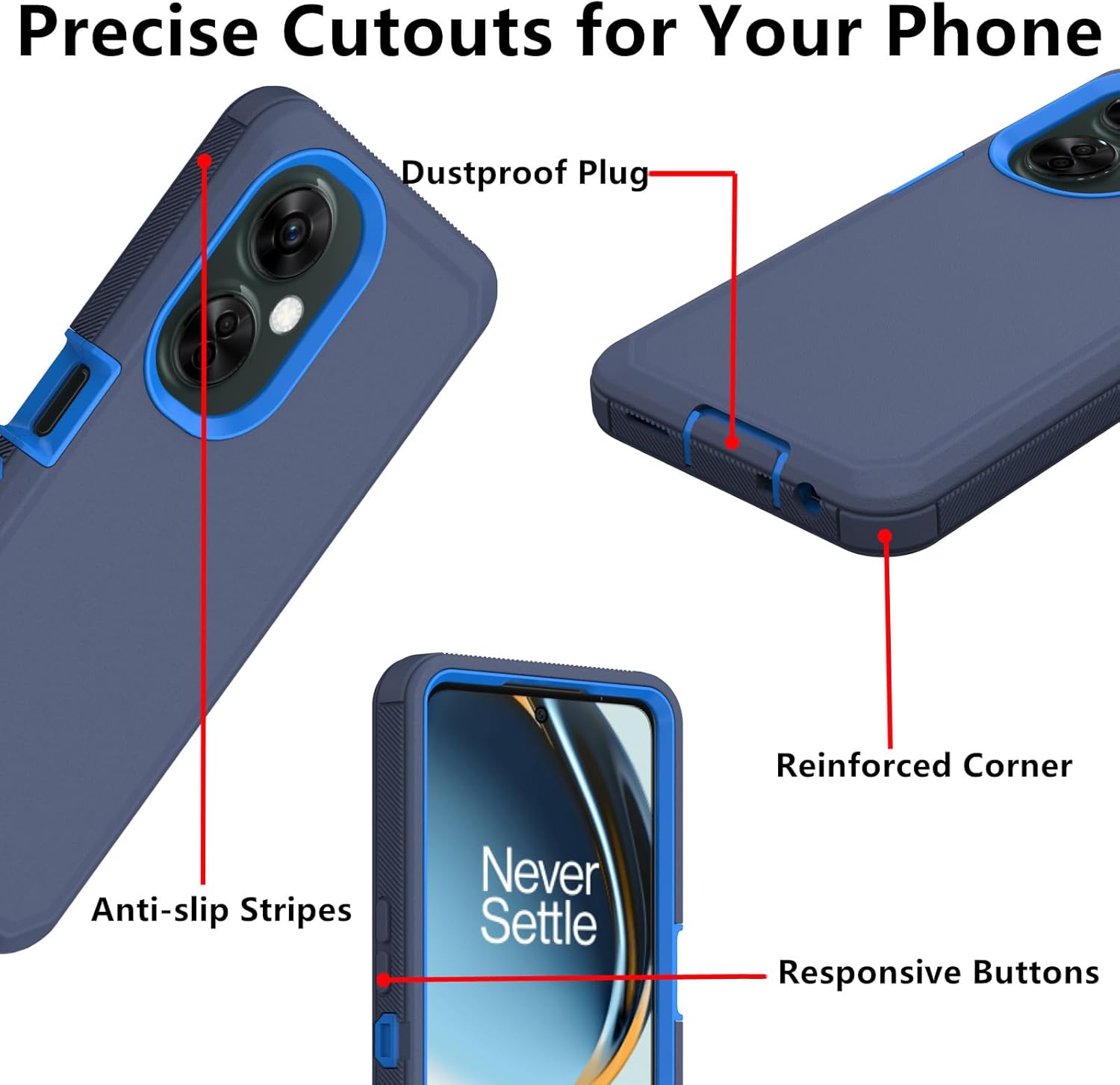 Funda protectora protectora 3 en 1 para Oneplus Nord N30 5G, resistente a los golpes, a prueba de polvo, 3 en 1, para Oneplus Nord N30CE 3 Lite 5G