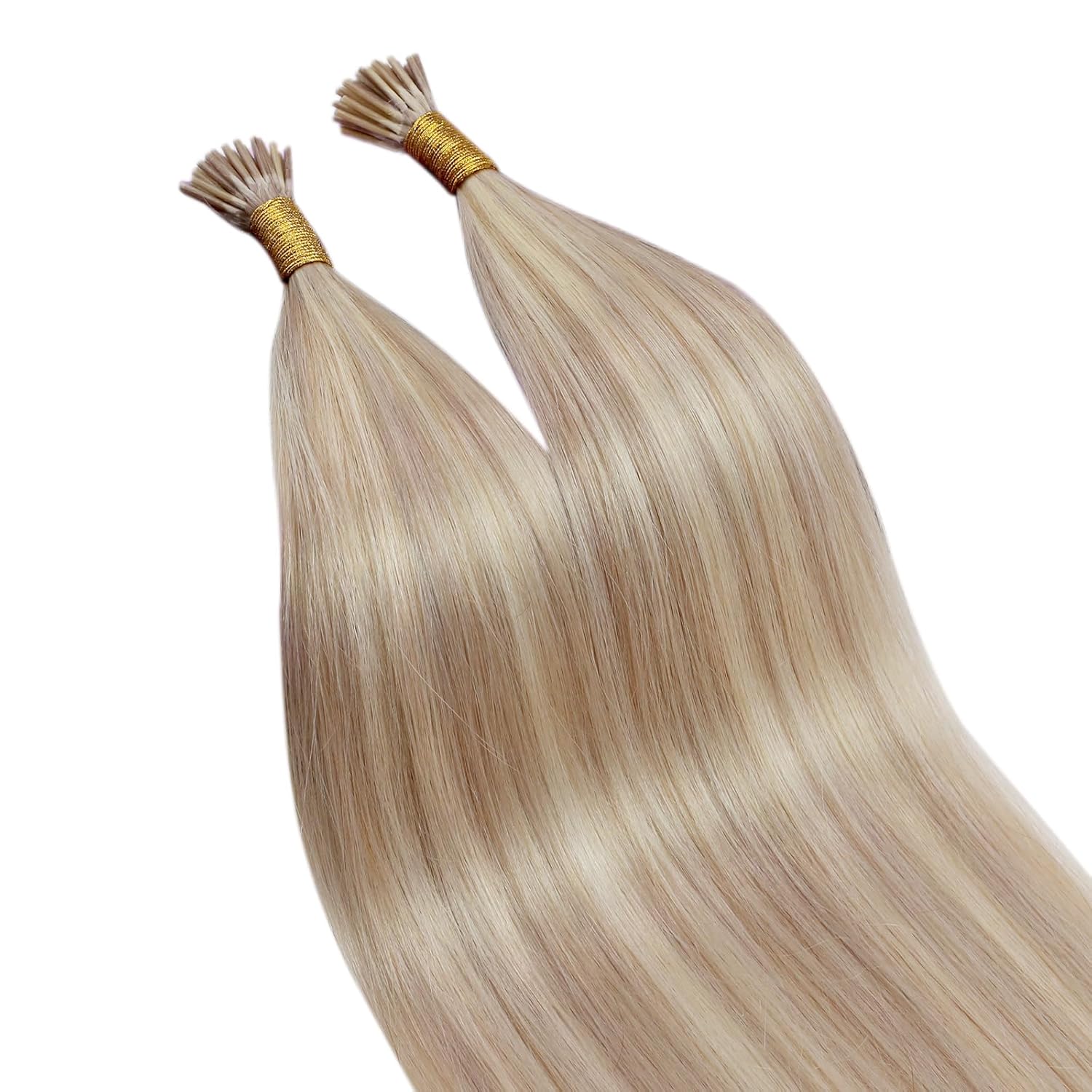 Ugeat I Tip – Extensiones de cabello humano con queratina de 18 pulgadas, extensiones de cabello humano #P1813 rubio ceniza con reflejos rubios