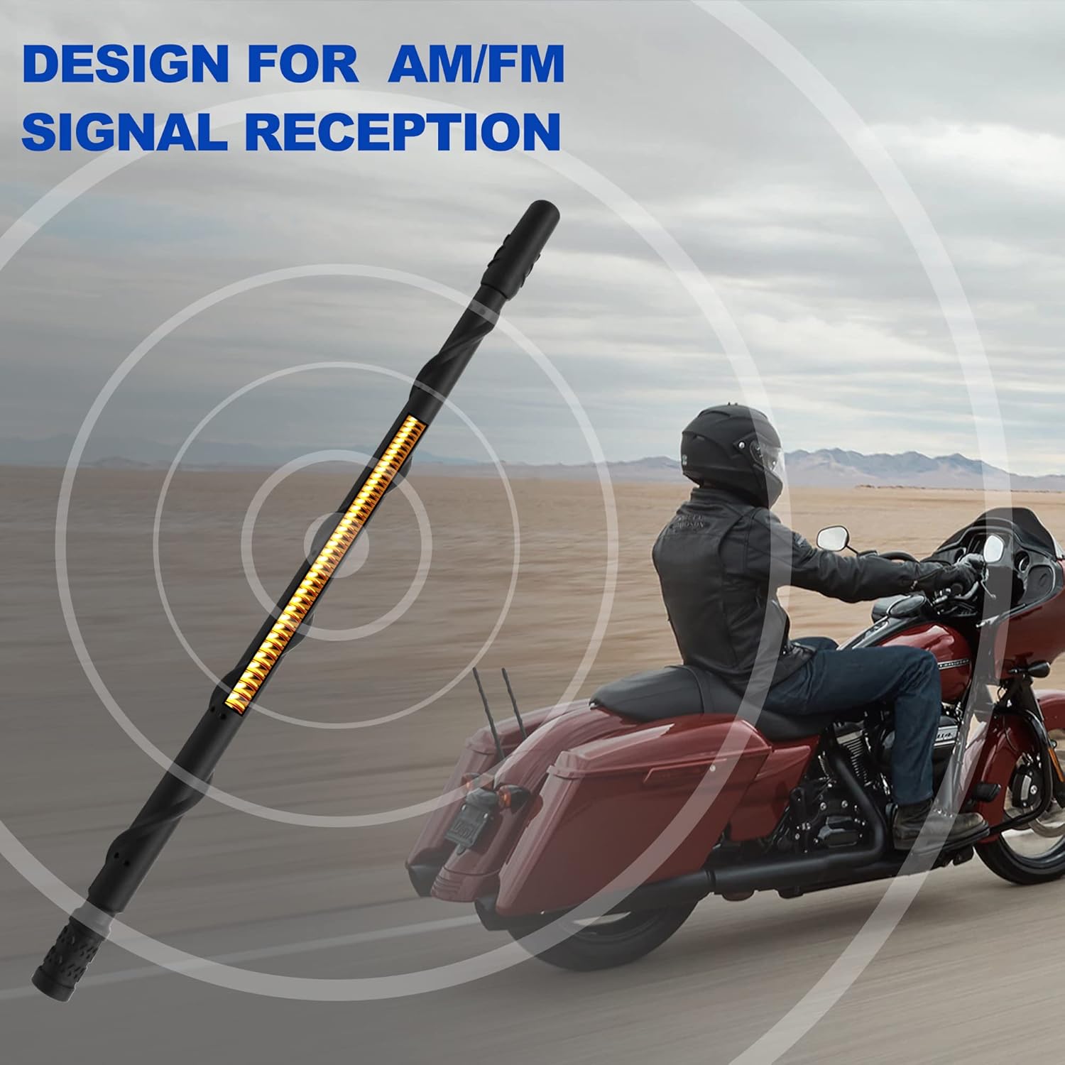 KSaAuto Accesorios de antena en espiral de 13 pulgadas compatibles con motocicletas Harley Davidson 1998-2024, diseñada para Harley Touring Electra
