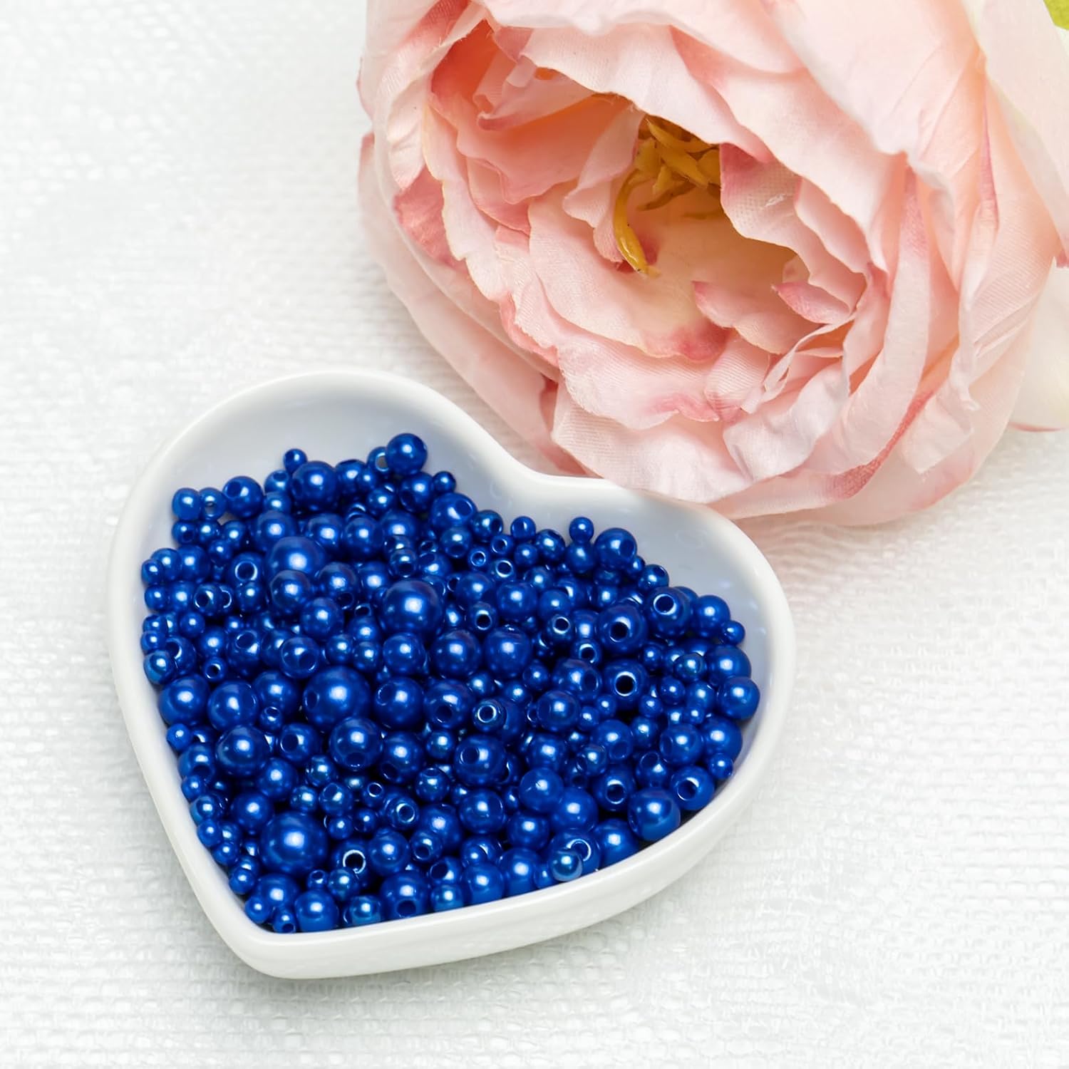 900 cuentas de perlas para la fabricación de joyas, cuentas de perlas azules con agujero de 0.118 in, 0.157 in, 0.197 in, 0.236 in, 0.315 in,