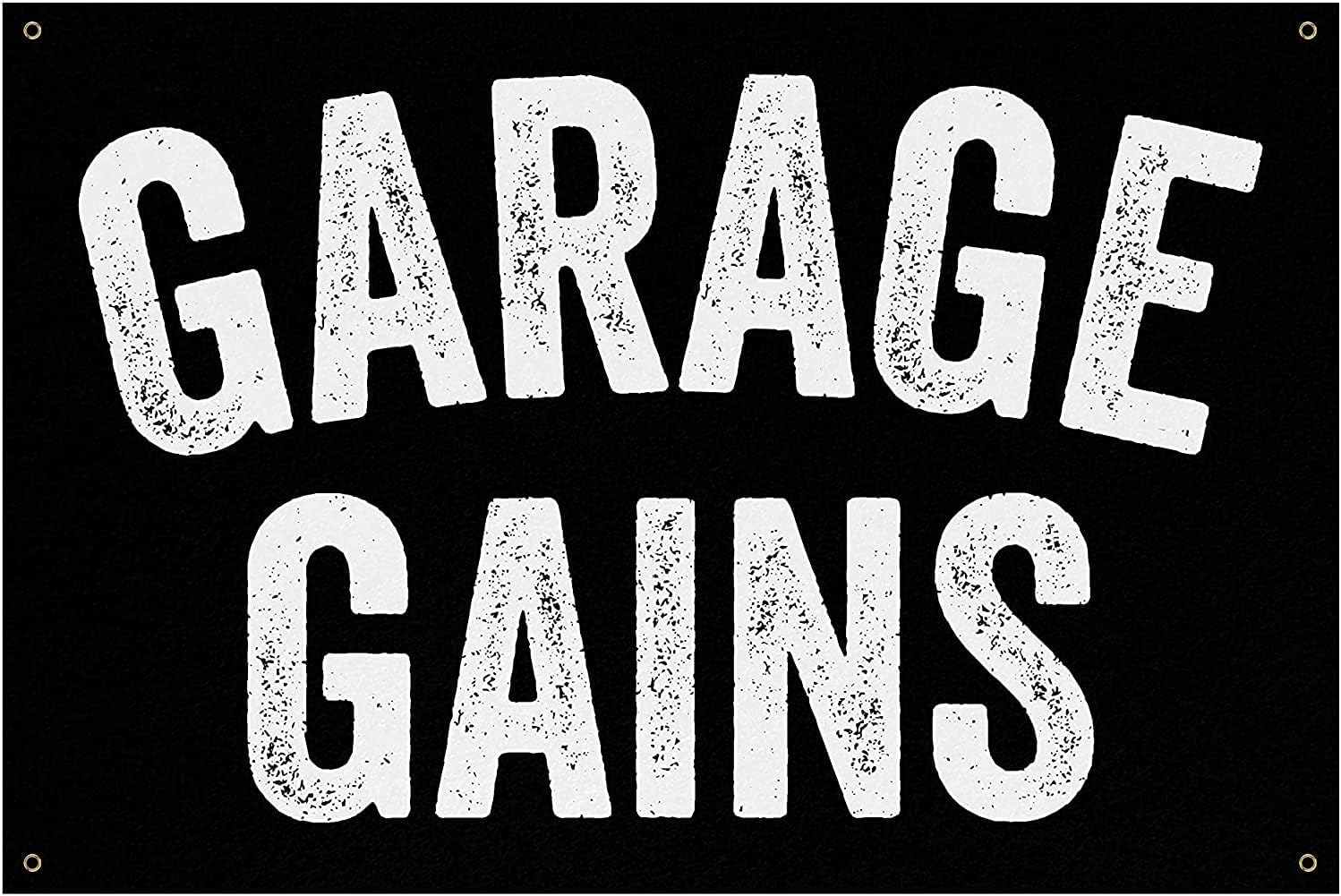 Banner de Garage Gains – Decoración de gimnasio en casa – Arte de pared con citas grandes – Inspiración deportiva – Fitness motivacional (18 x 24