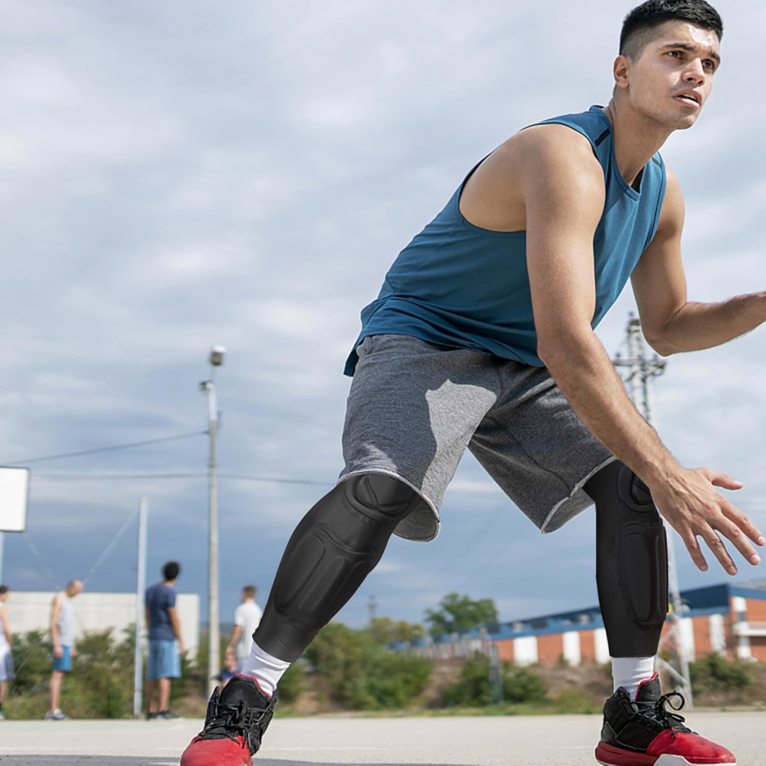 TUOYR Rodilleras protectoras para pantorrillas para adultos y jóvenes, almohadilla de compresión de piernas para fútbol, baloncesto, voleibol,