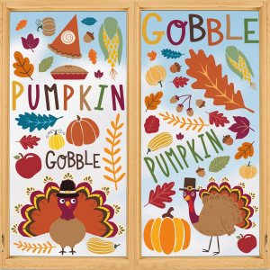 Horaldaily 125 calcomanías para ventana de otoño, cosecha de otoño de Acción de Gracias, hojas coloridas, calabaza, pavo, para suministros de fiesta Horaldaily 125 calcomanías para ventana de otoño, cosecha de otoño de Acción de Gracias, hojas coloridas, calabaza, pavo, para suministros de fiesta