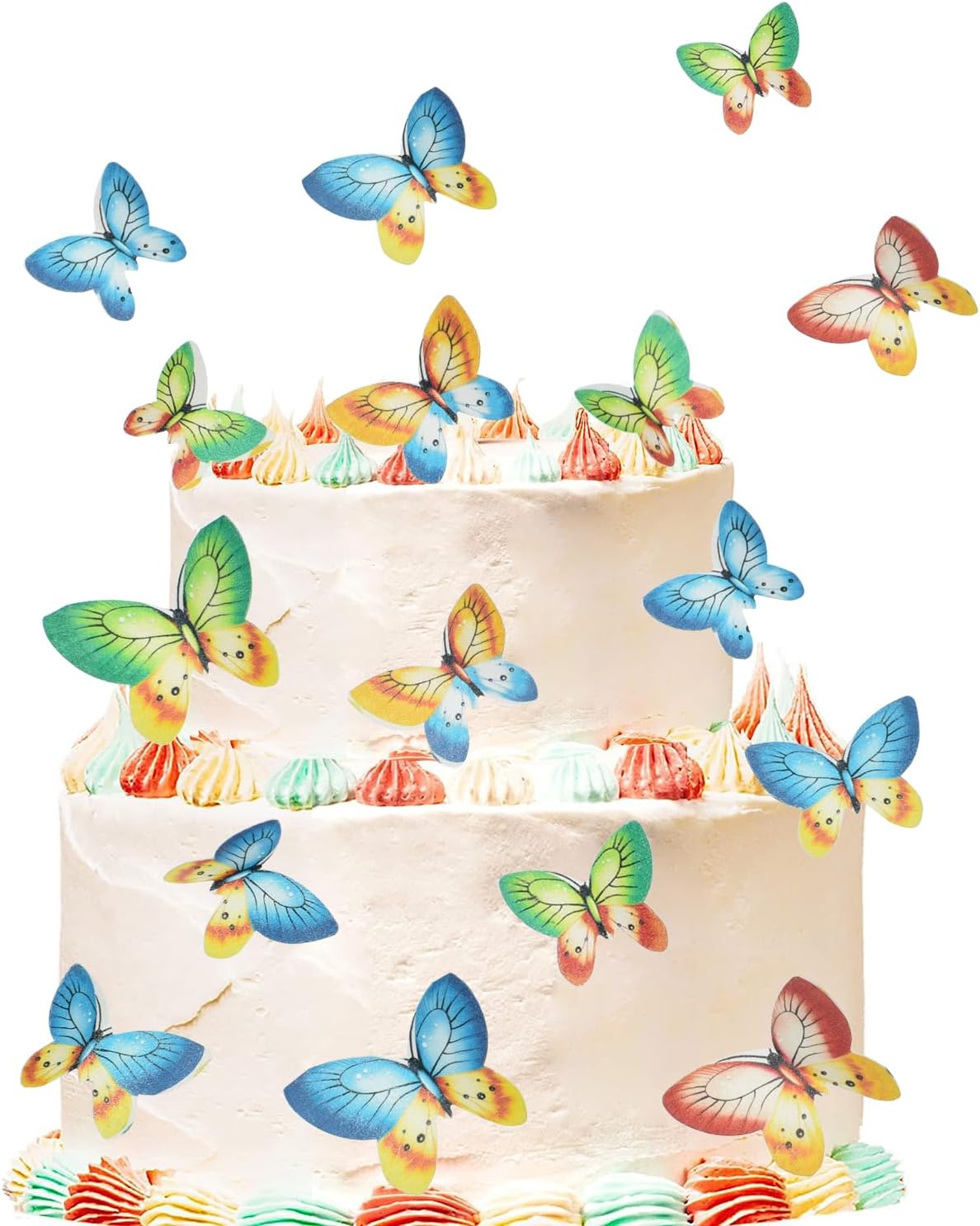 40 piezas comestible de mariposa para cupcakes, papel de oblea comestible, decoración de cupcakes para boda, cumpleaños, baby shower, suministros de