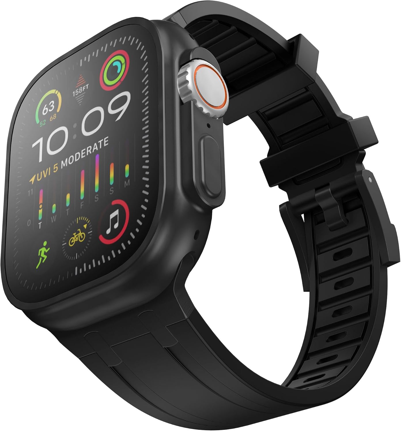 Compatible con Apple Watch Ultra 2 Band para hombre, correa de silicona y hebilla de acero inoxidable diseñada para iPhone Watch, correas iWatch