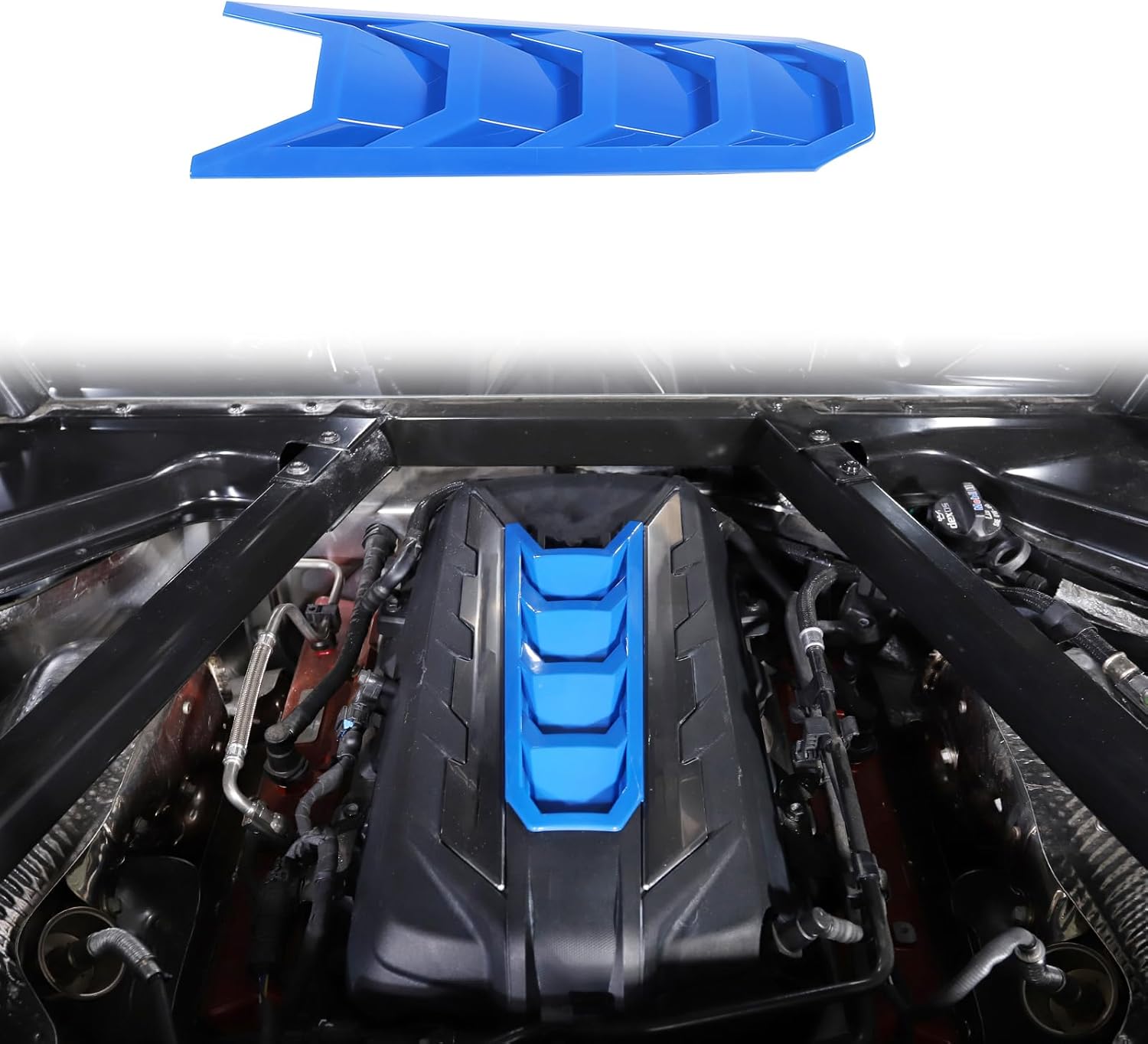 Cubierta de cubierta de motor compatible con Chevrolet Corvette C8 2020-2023, cubierta de panel de bahía de motor de plástico ABS (azul)