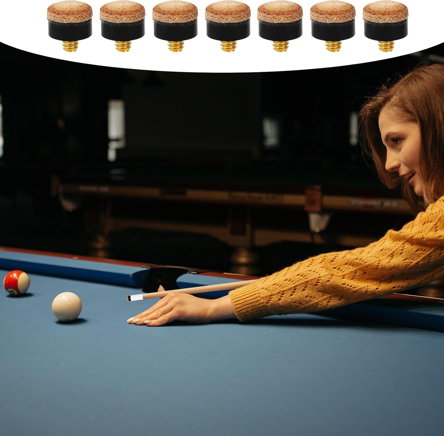 PEUTIER 20 juegos de puntas de taco de billar, puntas de taco de billar atornilladas, casquillos de repuesto de 0.472 pulgadas con puntas de palo de