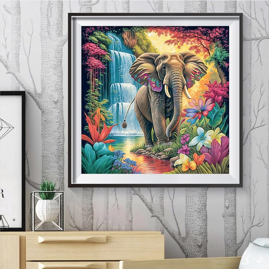 croshom Kits de arte de diamantes de elefante 5D, kits de pintura de diamantes lephant para adultos principiantes, pintura de bricolaje con
