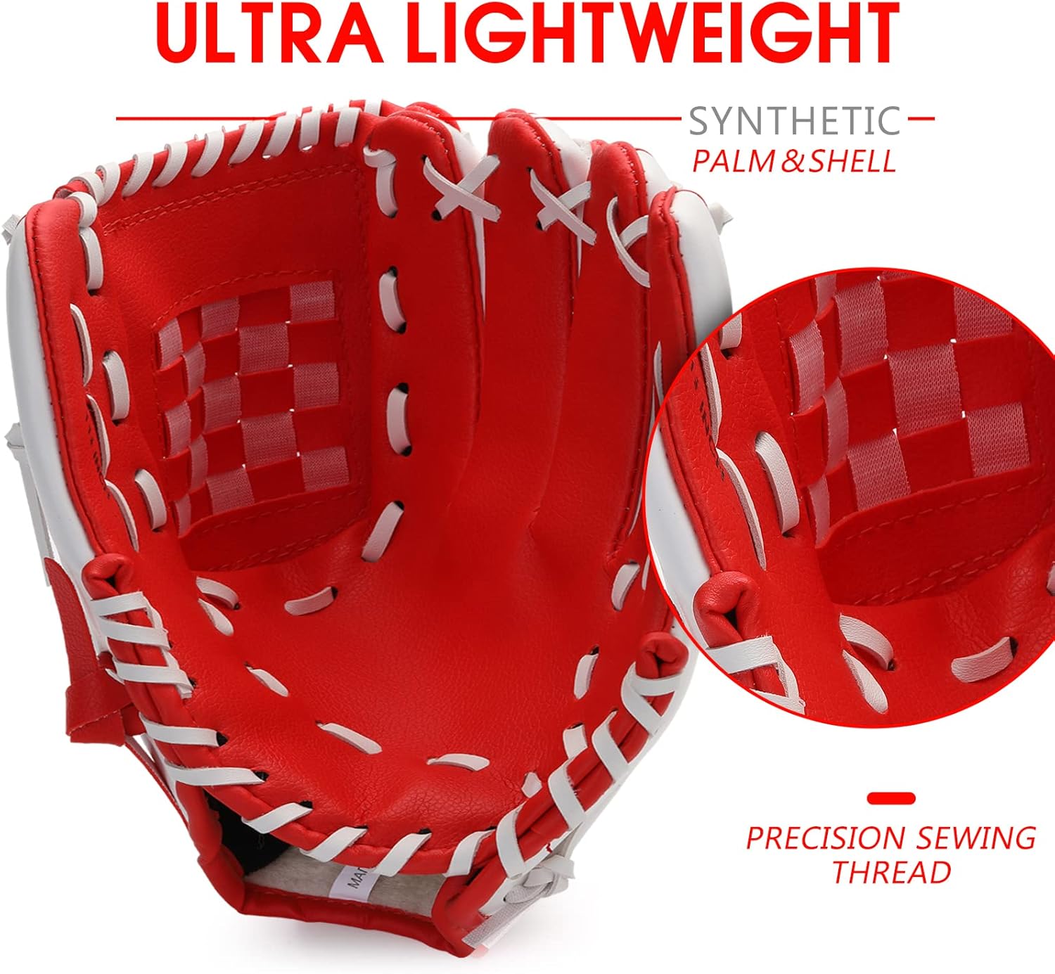 Guante de béisbol, guante de béisbol y sóftbol, diseño ergonómico, guante de béisbol cómodo y duradero para niños, jóvenes y principiantes