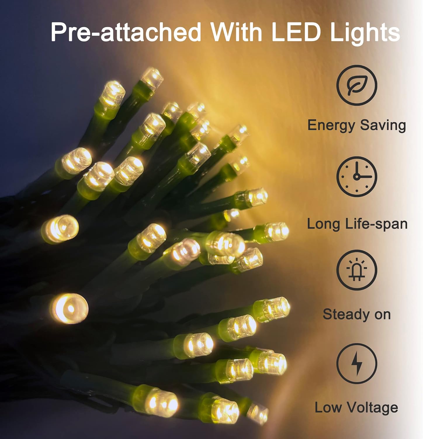 Árbol de Navidad artificial de hoja perenne preiluminado de 6 pies, 679 puntas de ramas exuberantes con 300 luces LED blancas cálidas radiantes,