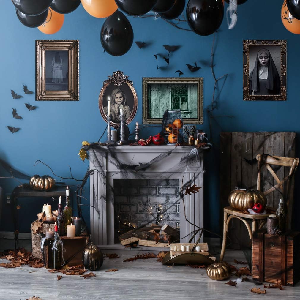 12 piezas de decoración de fiesta gótica de Halloween, durable, para Halloween, gótico, espeluznante, retratos, pósteres, imagen de terror con 120