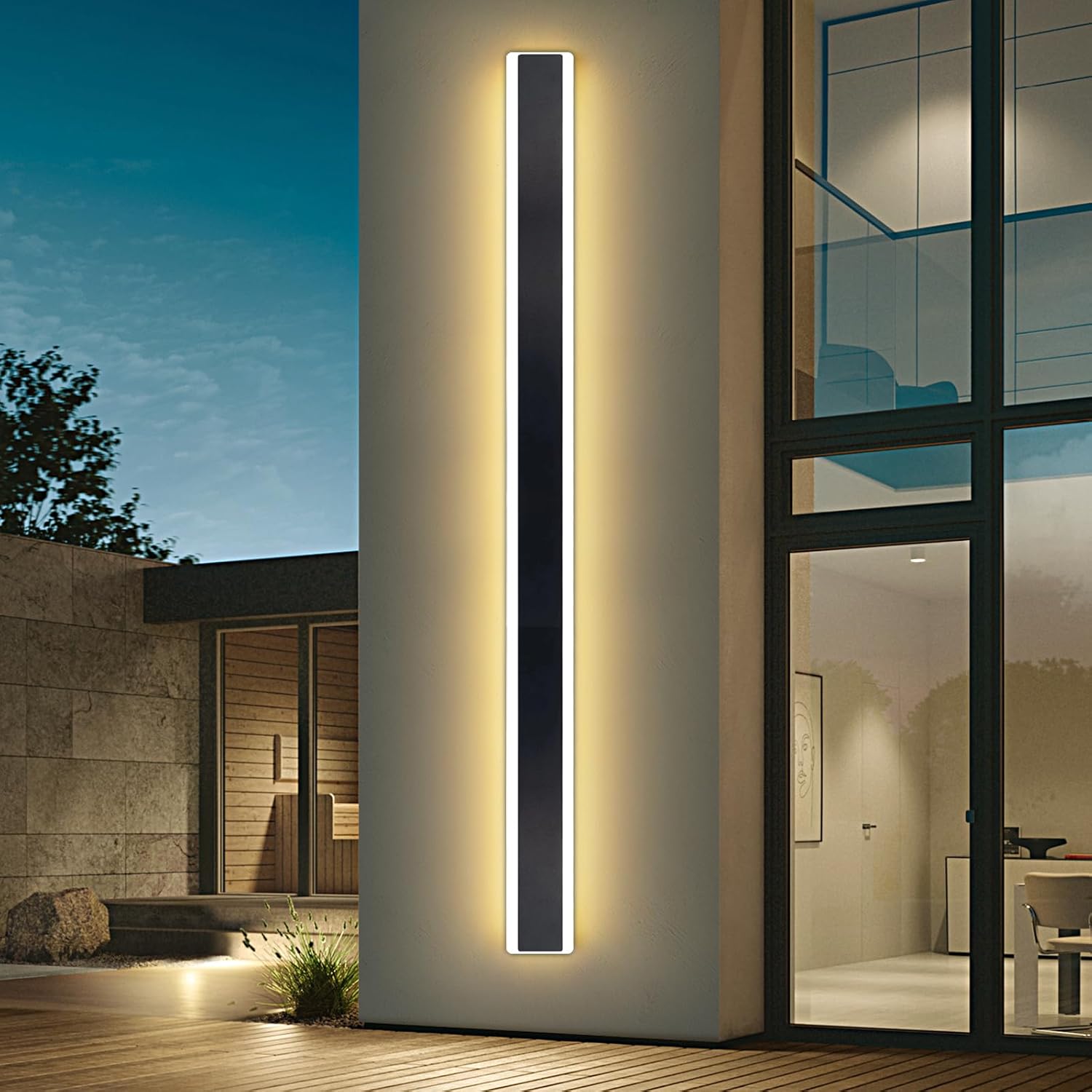 Apliques de pared regulables para exteriores de 71 pulgadas con control remoto, modernos montados en la pared con 3 colores (3000 K4500 K6000 k),