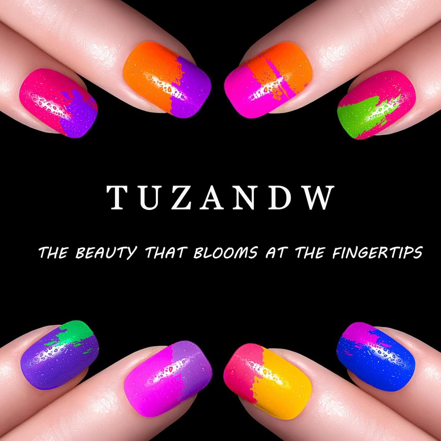 Uñas postizas cuadradas cortas a presión, uñas postizas con patrón de diseños, uñas acrílicas brillantes con pegamento, cobertura completa, uñas