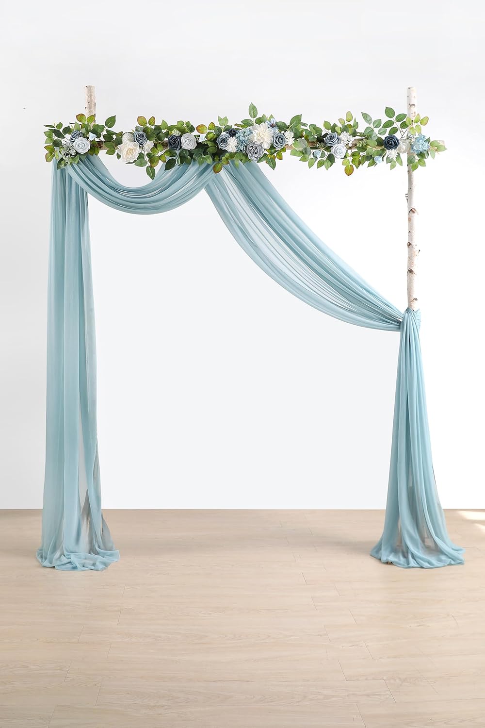 rongflower Arco de boda azul polvoriento, 2 paneles de tela de gasa de 20 pies, cortinas de cenador, cortinas para bodas, fiestas, ceremonias,