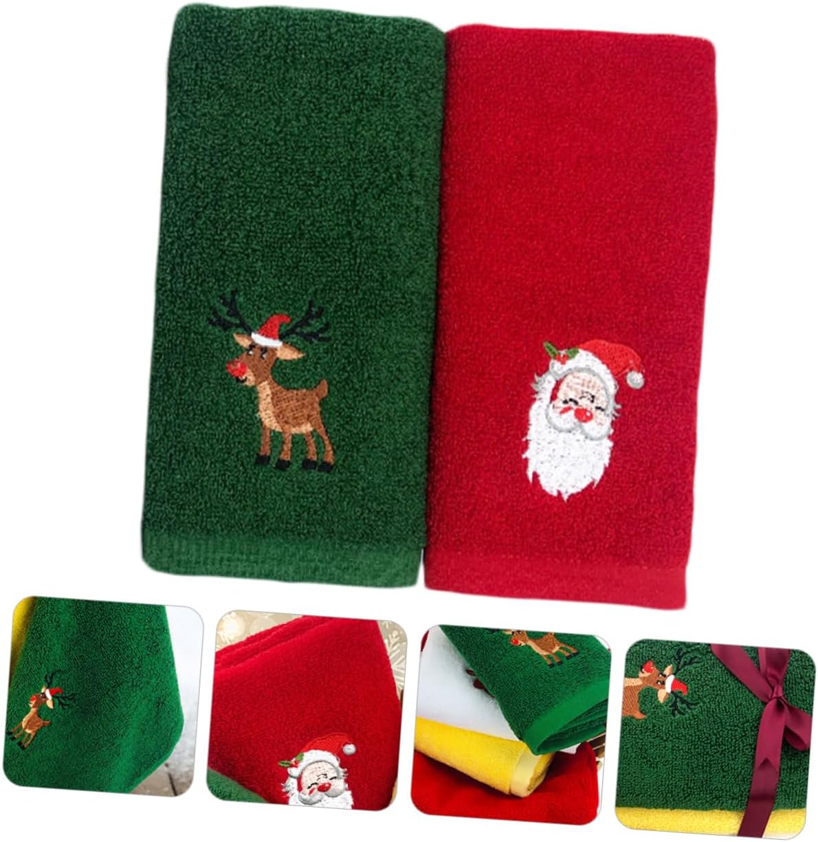 Cabilock 6 toallas de Navidad de mano para baño, toallas bordadas de Navidad, paños de cocina, toallas de Papá Noel, toallas de mano de Navidad,