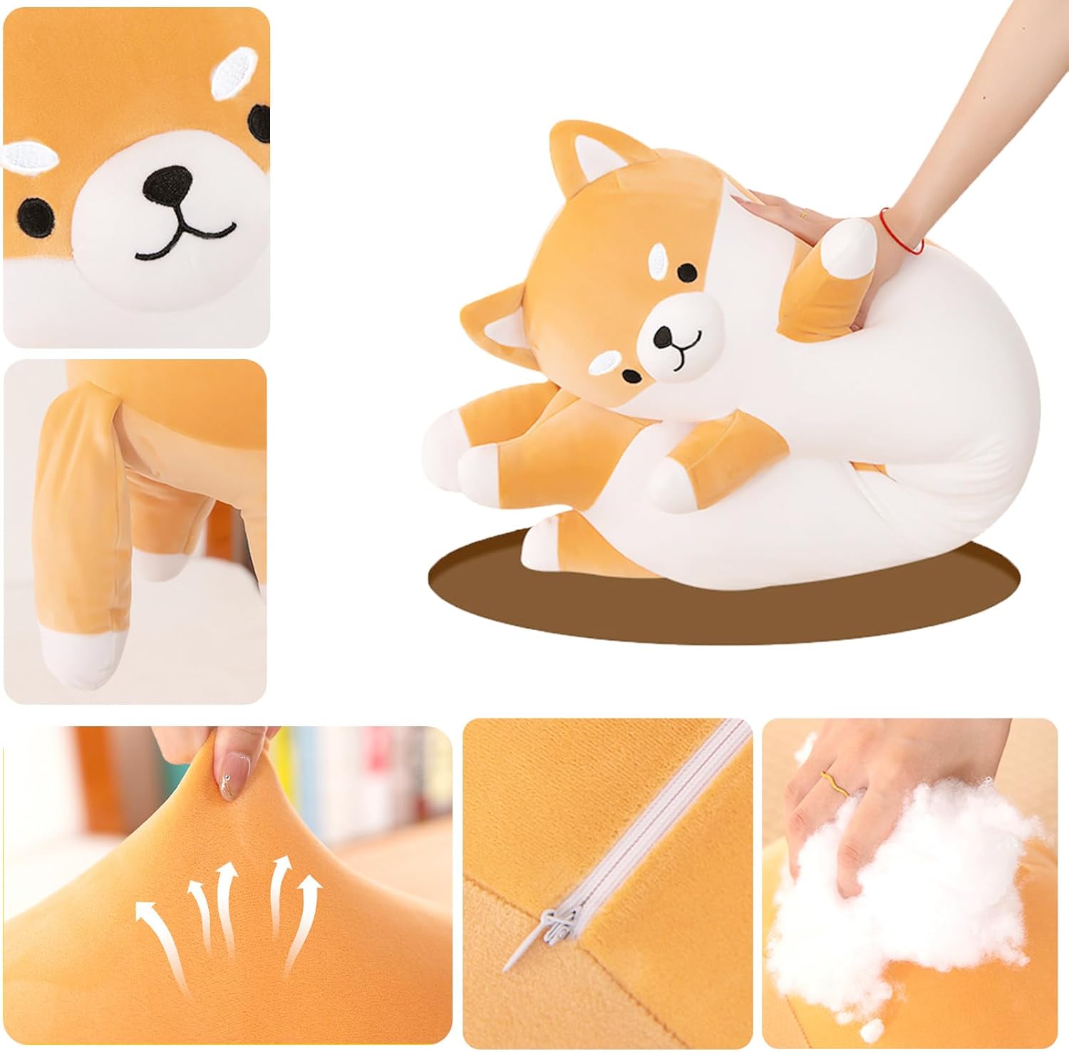 Almohada larga de peluche Shiba Inu gigante de peluche para perro Corgi, almohada para abrazar, cojín largo suave para dormir, regalos para niñas y