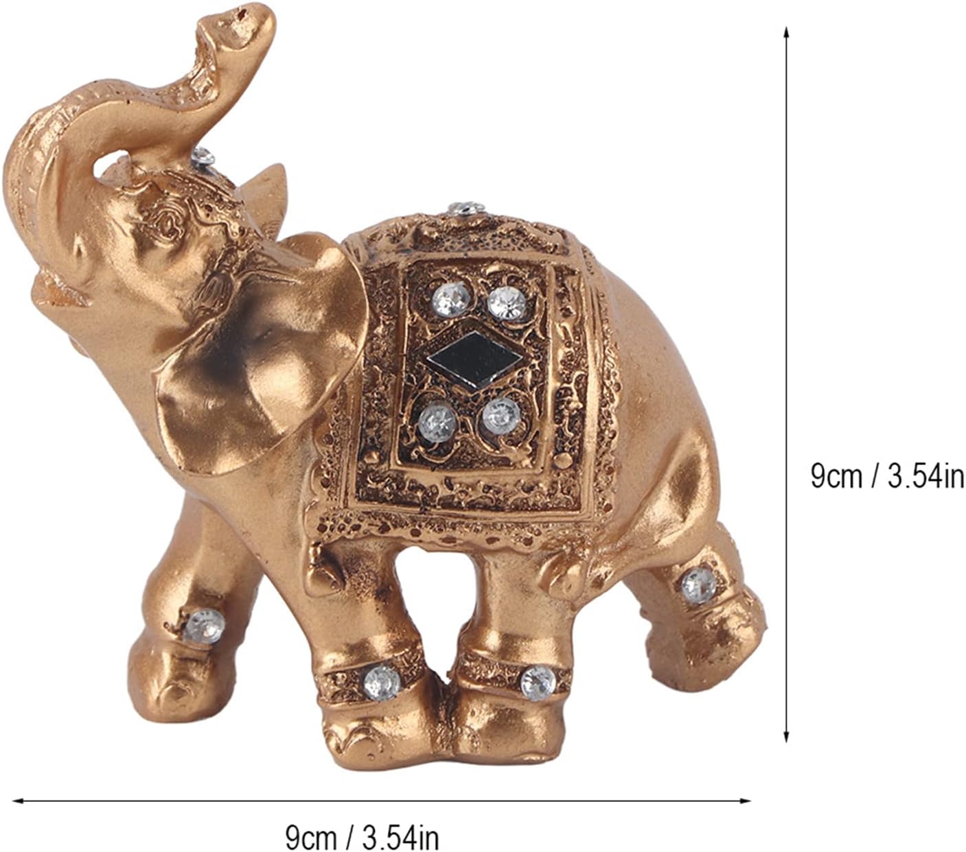 TOPINCN Elegante estatua dorada de elefante, figura con troncos hacia arriba, colección de riqueza para decoración del hogar para oficina, sala de
