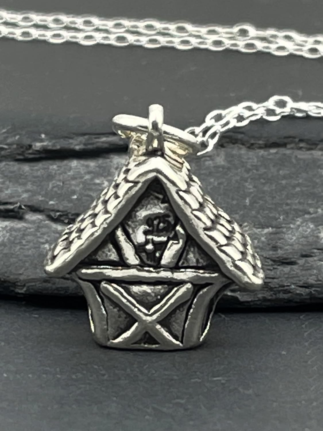 Sterling Silver Bird House Nest Home Nature 3D Charm Necklace, 18″