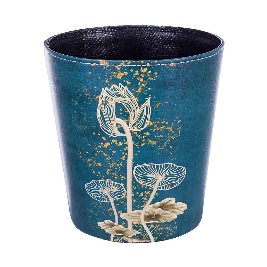 Cubo de basura de piel sintética de 10 litros2.64 galones, impermeable, decorativo, cesta de papel para el hogar, oficina, baño, Lotus