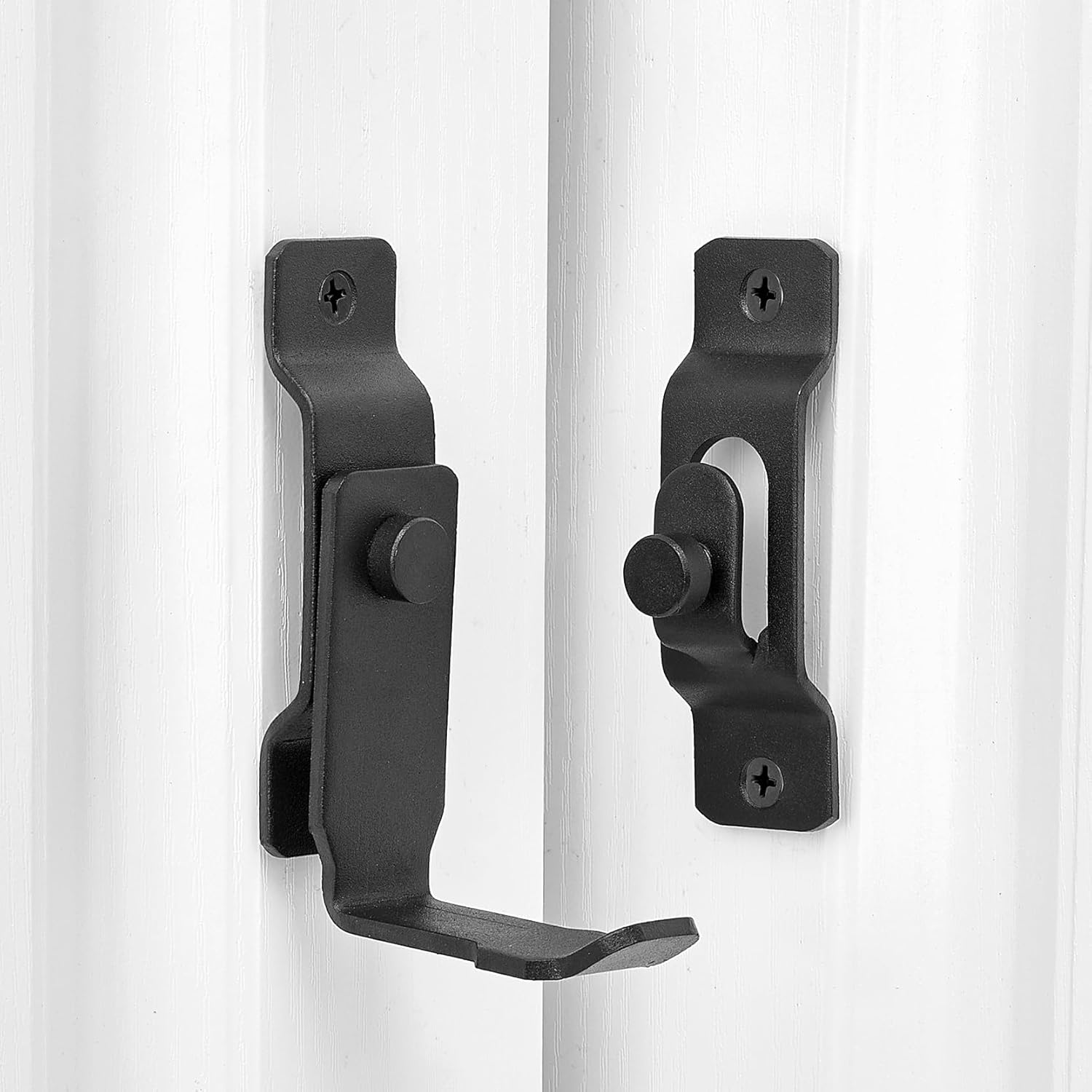 INIRET 2 paquetes de cerradura de puerta de granero abatible de 90 grados, protege la privacidad y seguridad, pestillo de bloqueo de gancho para